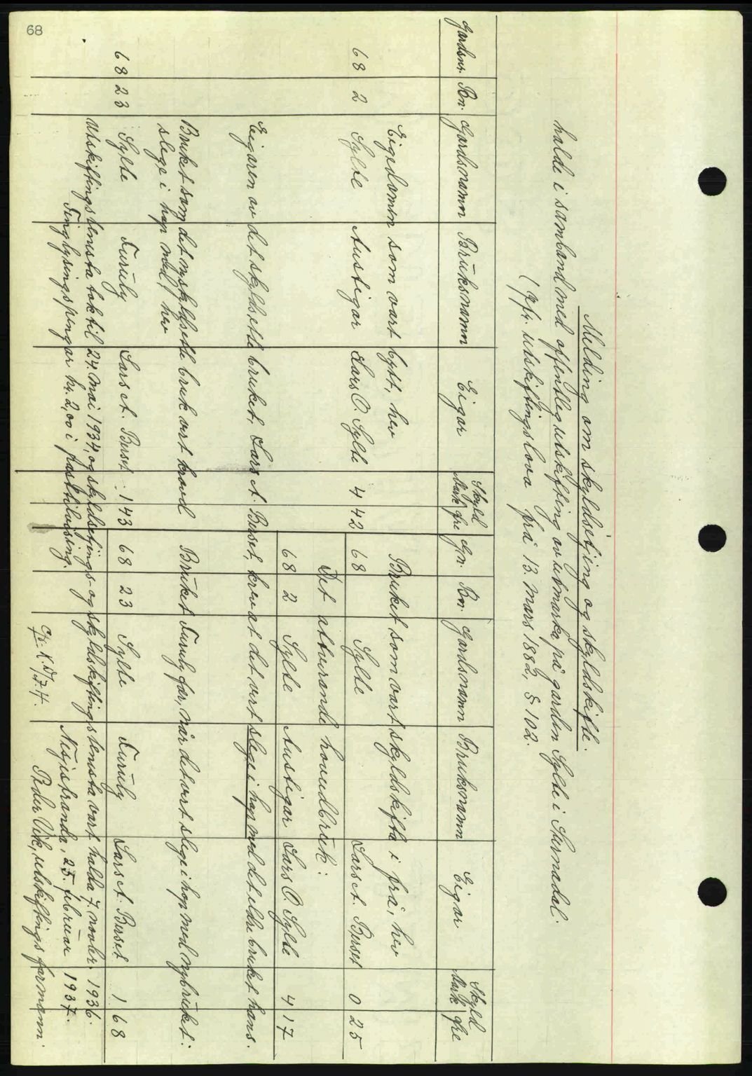 Nordmøre sorenskriveri, AV/SAT-A-4132/1/2/2Ca: Mortgage book no. A81, 1937-1937, Diary no: : 586/1937