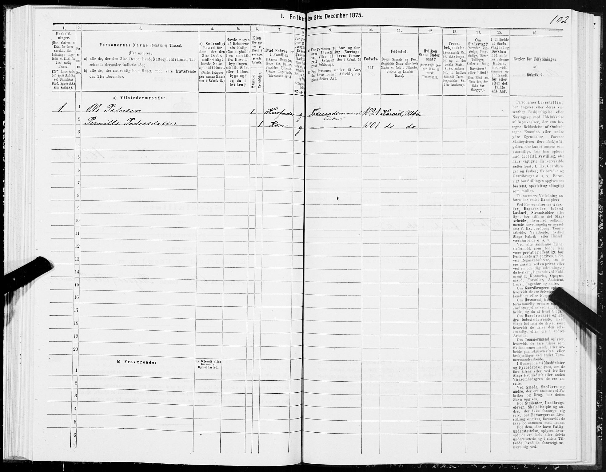 SAT, 1875 census for 1516P Ulstein, 1875, p. 3102