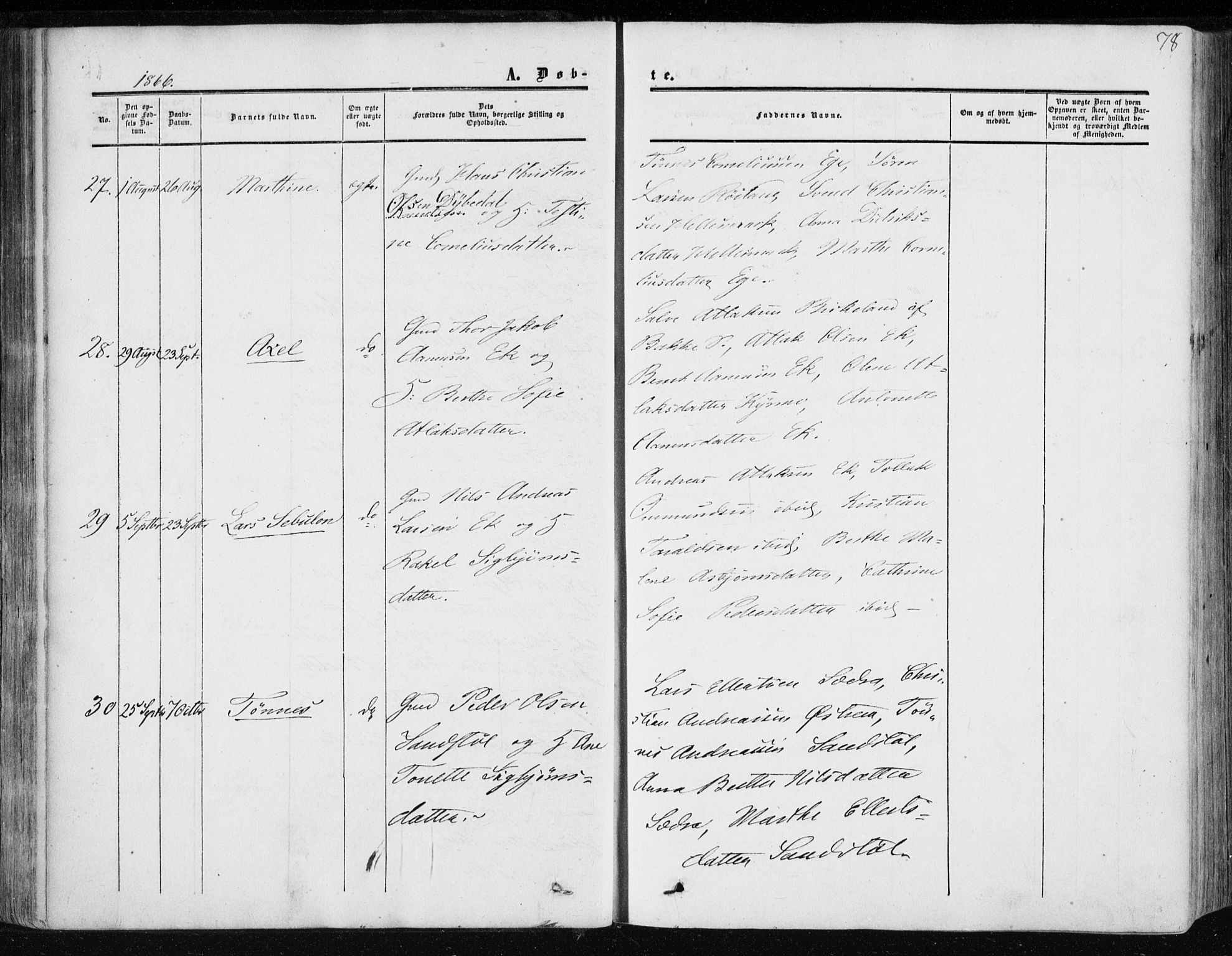 Lund sokneprestkontor, SAST/A-101809/S06/L0009: Parish register (official) no. A 8, 1853-1877, p. 78