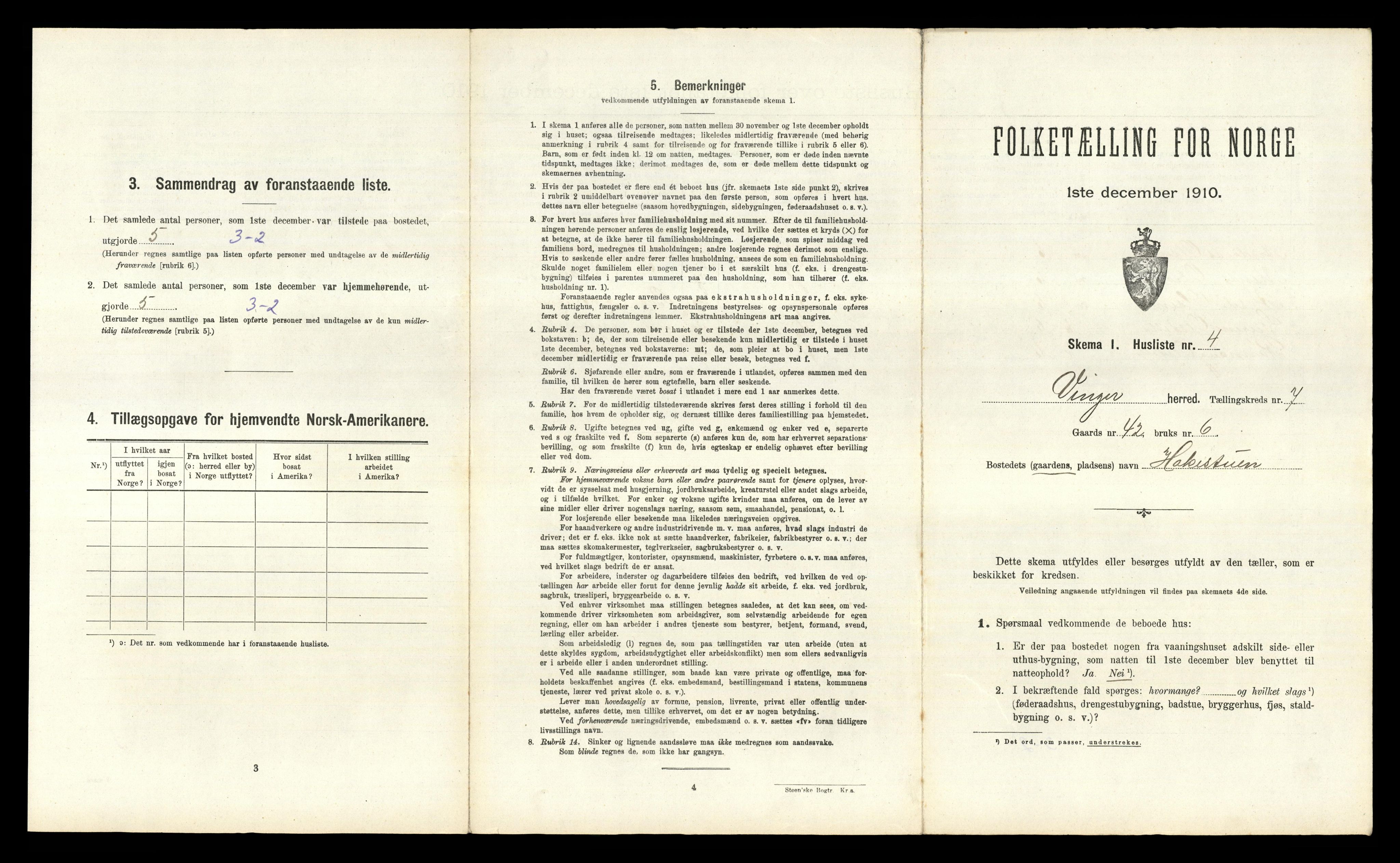 RA, 1910 census for Vinger, 1910, p. 783