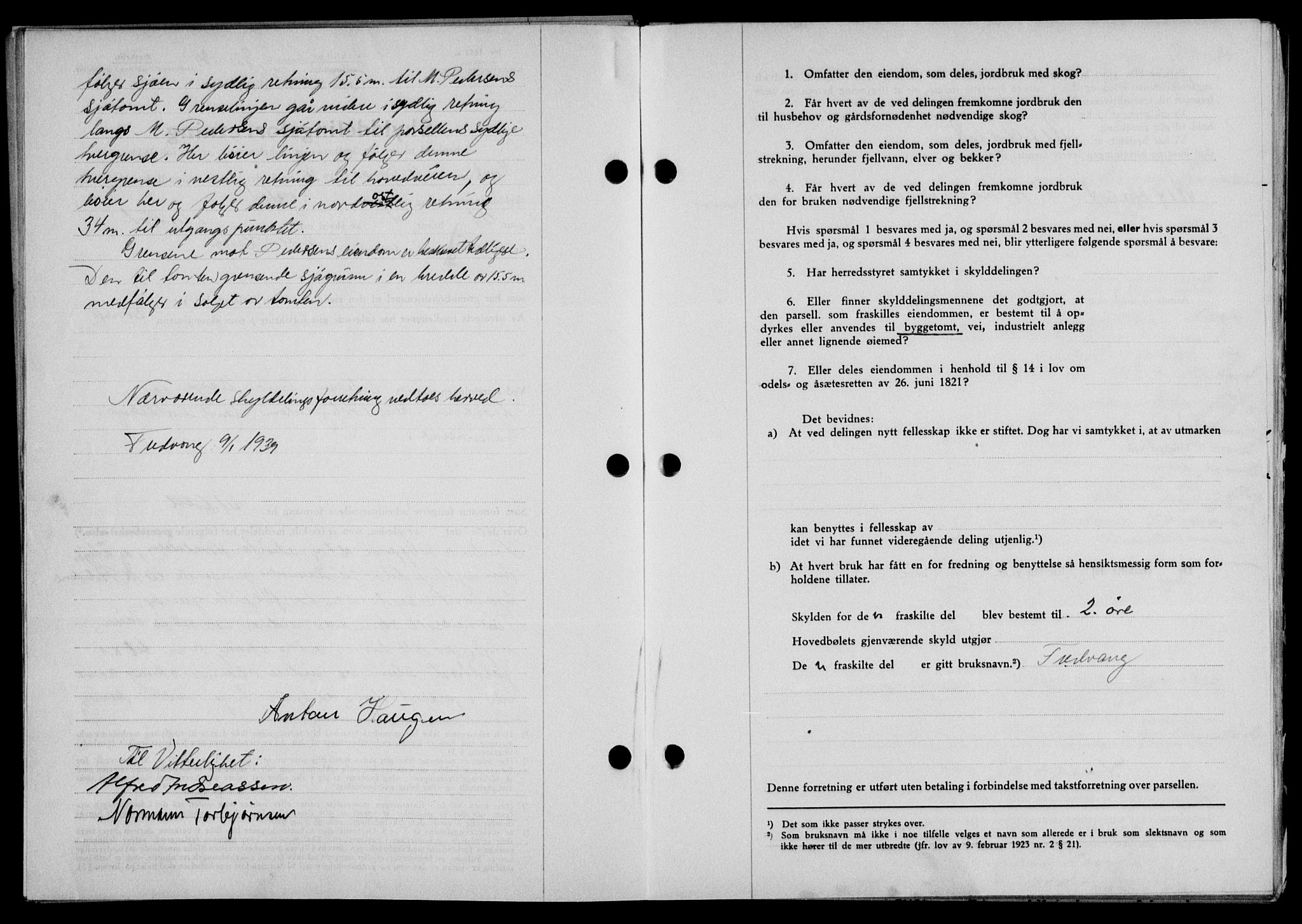Lofoten sorenskriveri, SAT/A-0017/1/2/2C/L0005a: Mortgage book no. 5a, 1939-1939, Diary no: : 350/1939