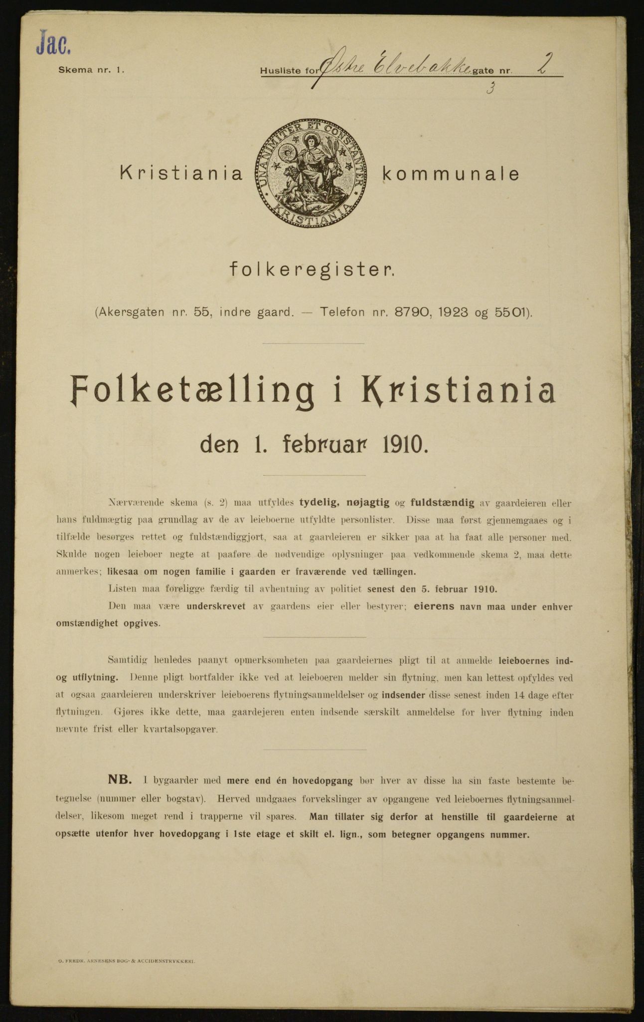 OBA, Municipal Census 1910 for Kristiania, 1910, p. 122676