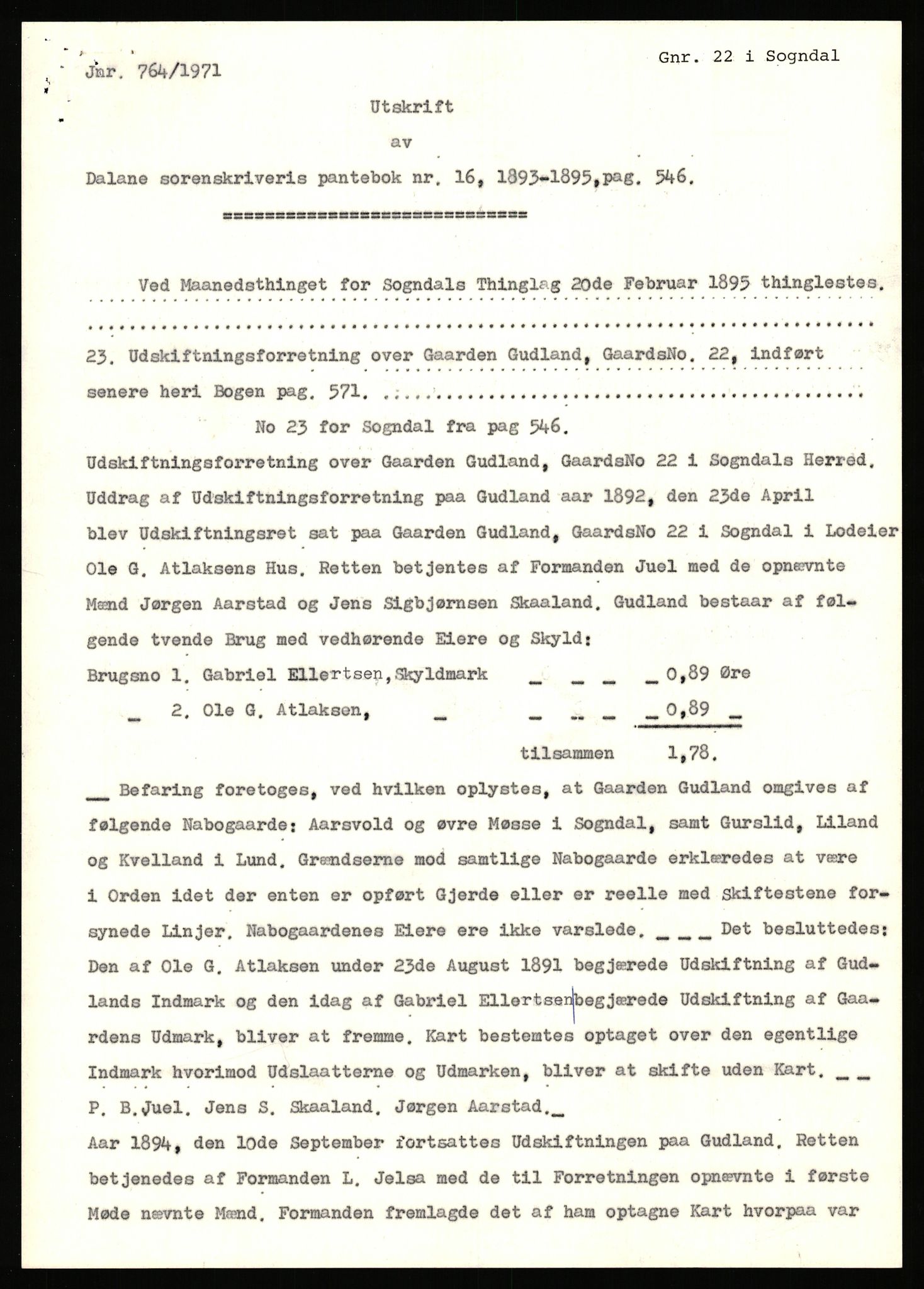 Statsarkivet i Stavanger, AV/SAST-A-101971/03/Y/Yj/L0028: Avskrifter sortert etter gårdsnavn: Gudla - Haga i Håland, 1750-1930, p. 6