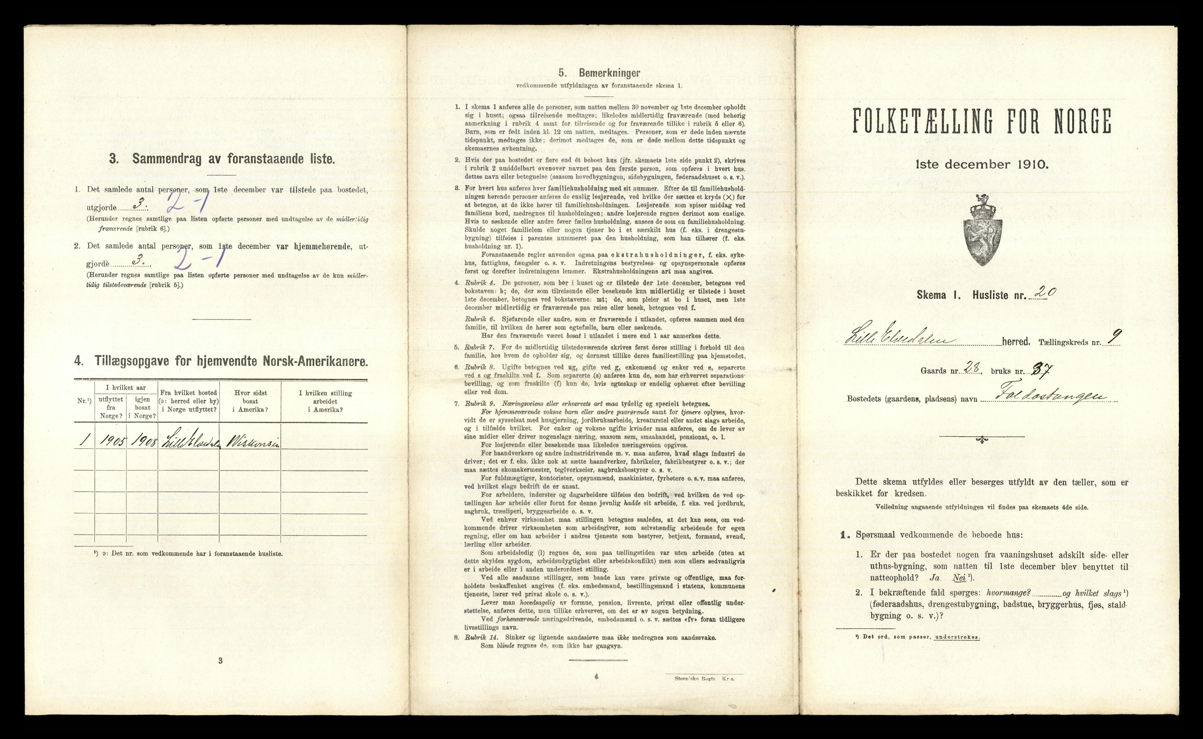 RA, 1910 census for Lille Elvedalen, 1910, p. 773