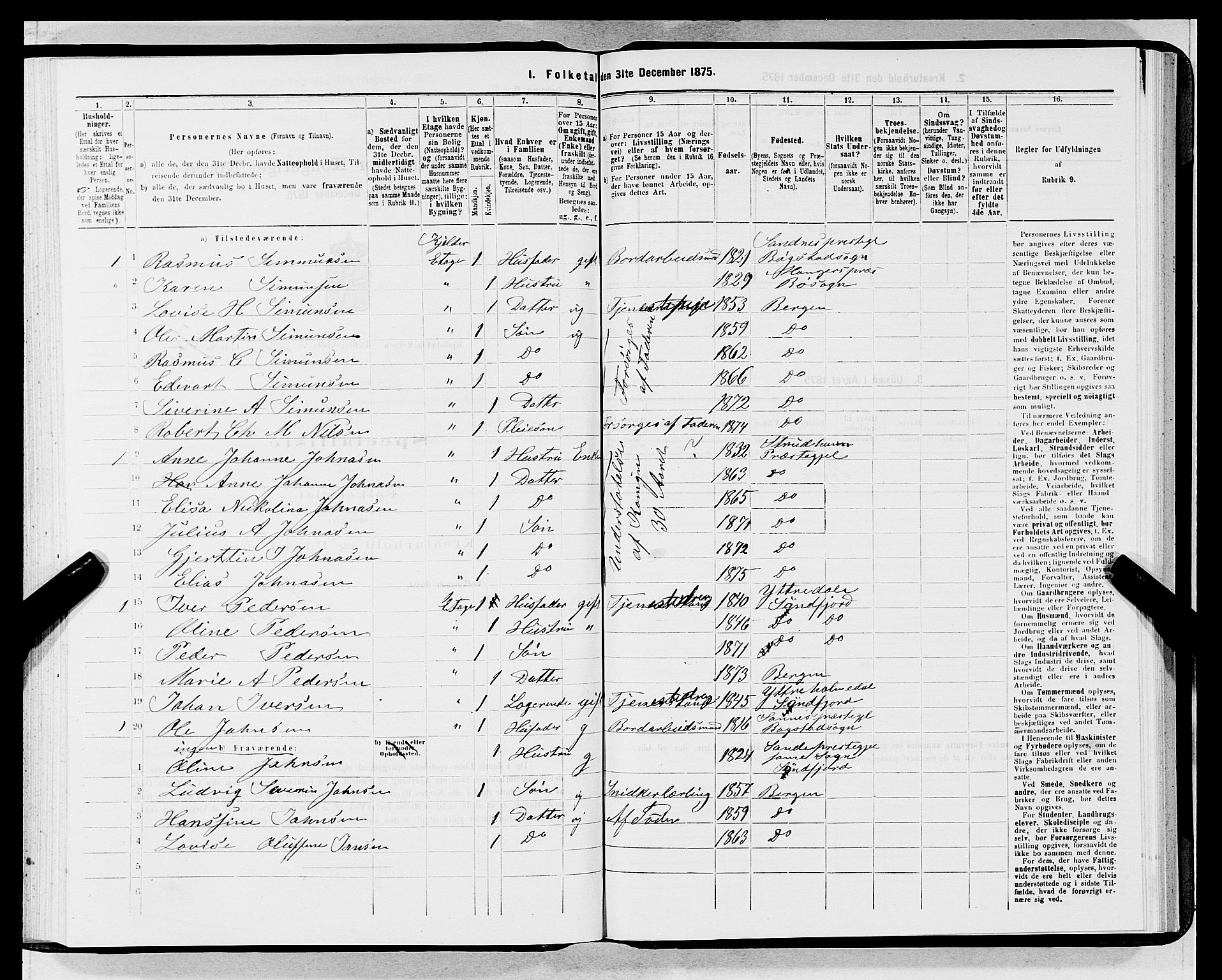 SAB, 1875 census for 1301 Bergen, 1875, p. 5581