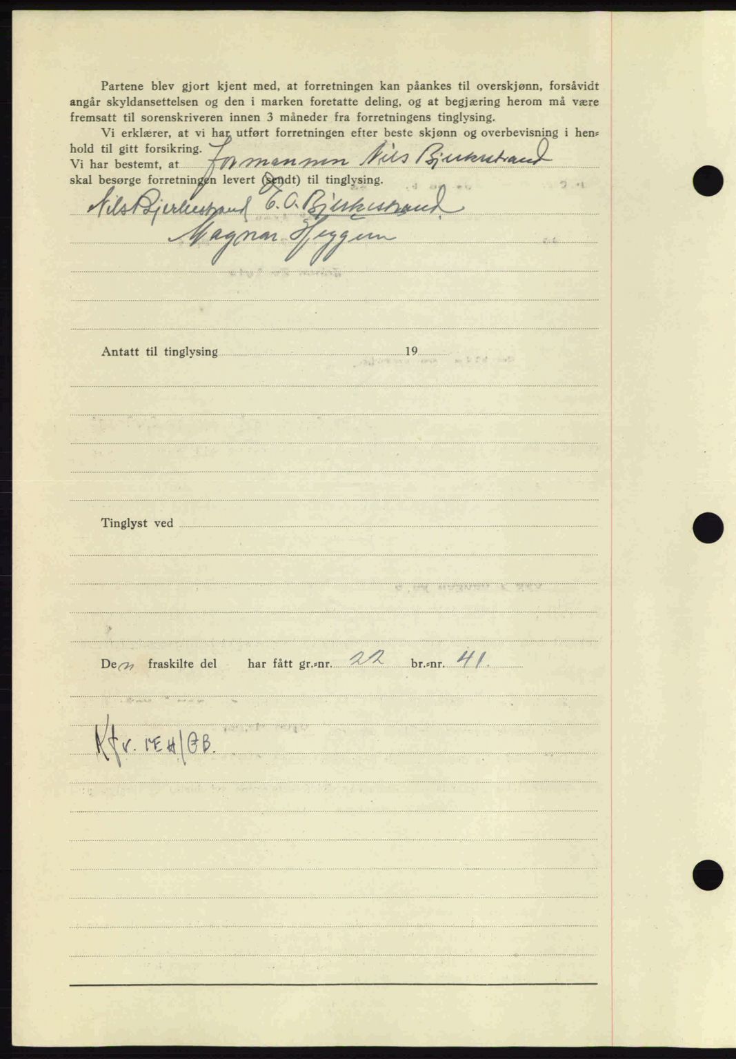 Nordmøre sorenskriveri, AV/SAT-A-4132/1/2/2Ca: Mortgage book no. A91, 1941-1942, Diary no: : 1743/1941