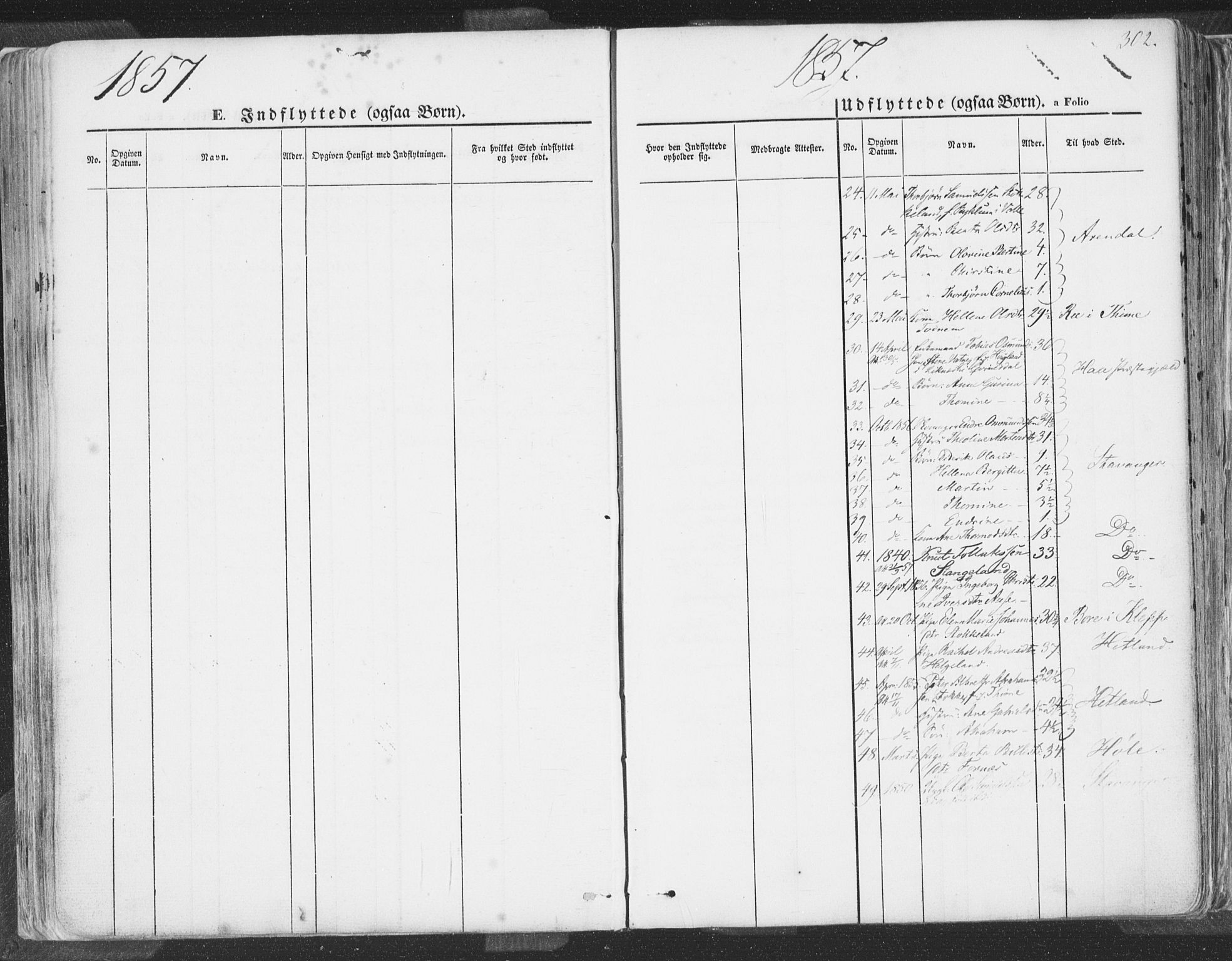 Høyland sokneprestkontor, SAST/A-101799/001/30BA/L0009: Parish register (official) no. A 9.2, 1857-1877, p. 302