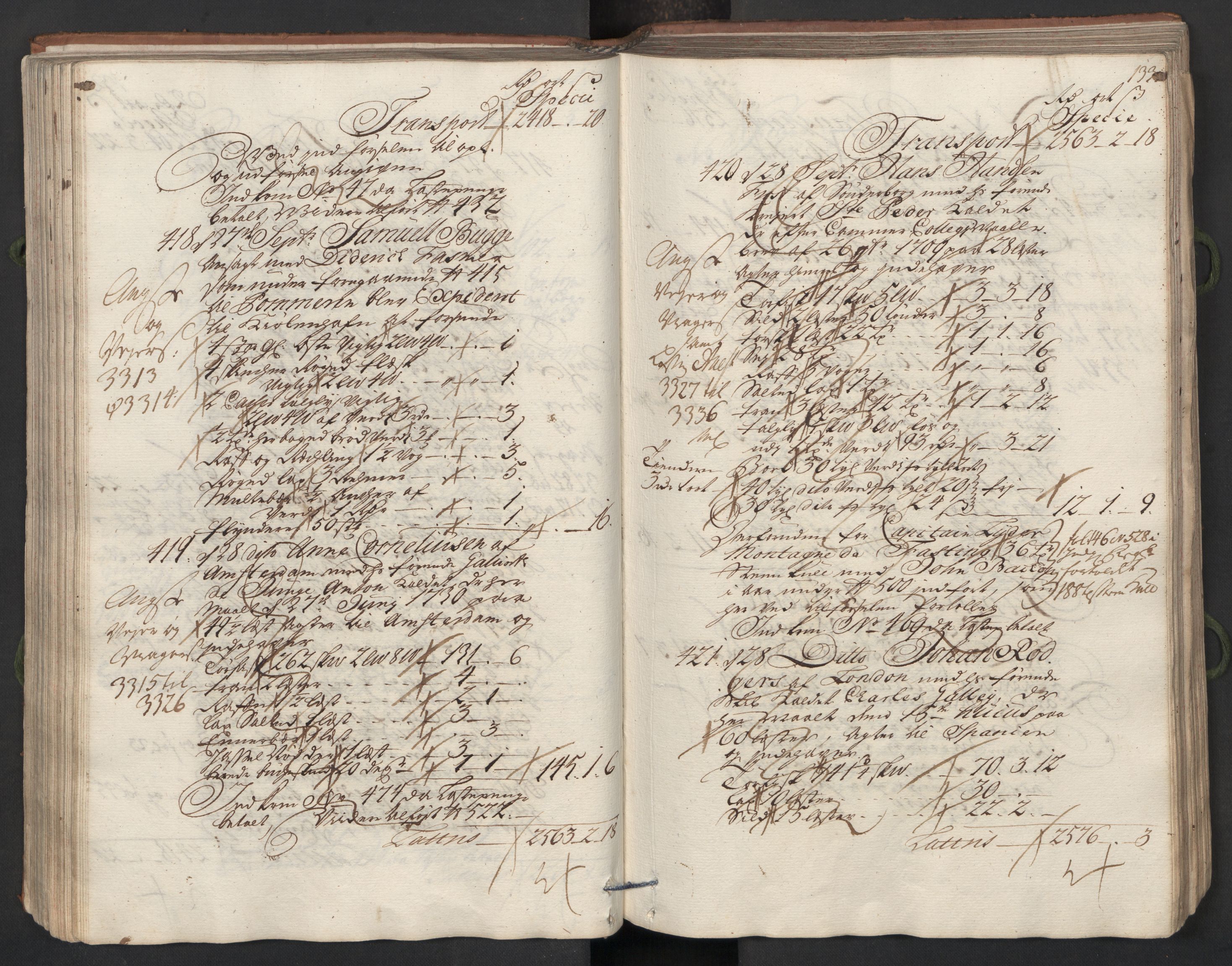 Generaltollkammeret, tollregnskaper, AV/RA-EA-5490/R26/L0017/0001: Tollregnskaper Bergen A / Utgående hovedtollbok, 1731, p. 132b-133a