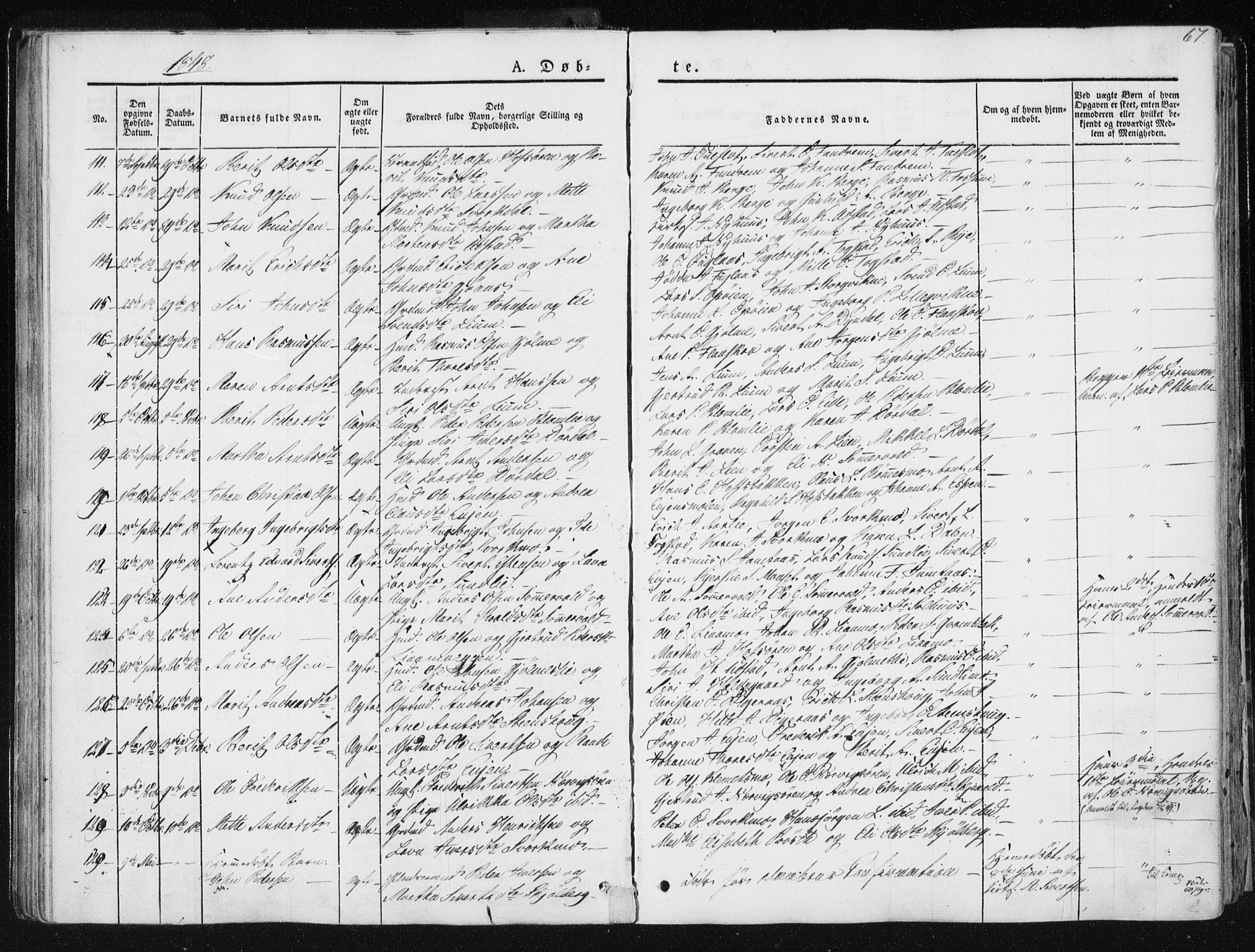 Ministerialprotokoller, klokkerbøker og fødselsregistre - Sør-Trøndelag, AV/SAT-A-1456/668/L0805: Parish register (official) no. 668A05, 1840-1853, p. 67