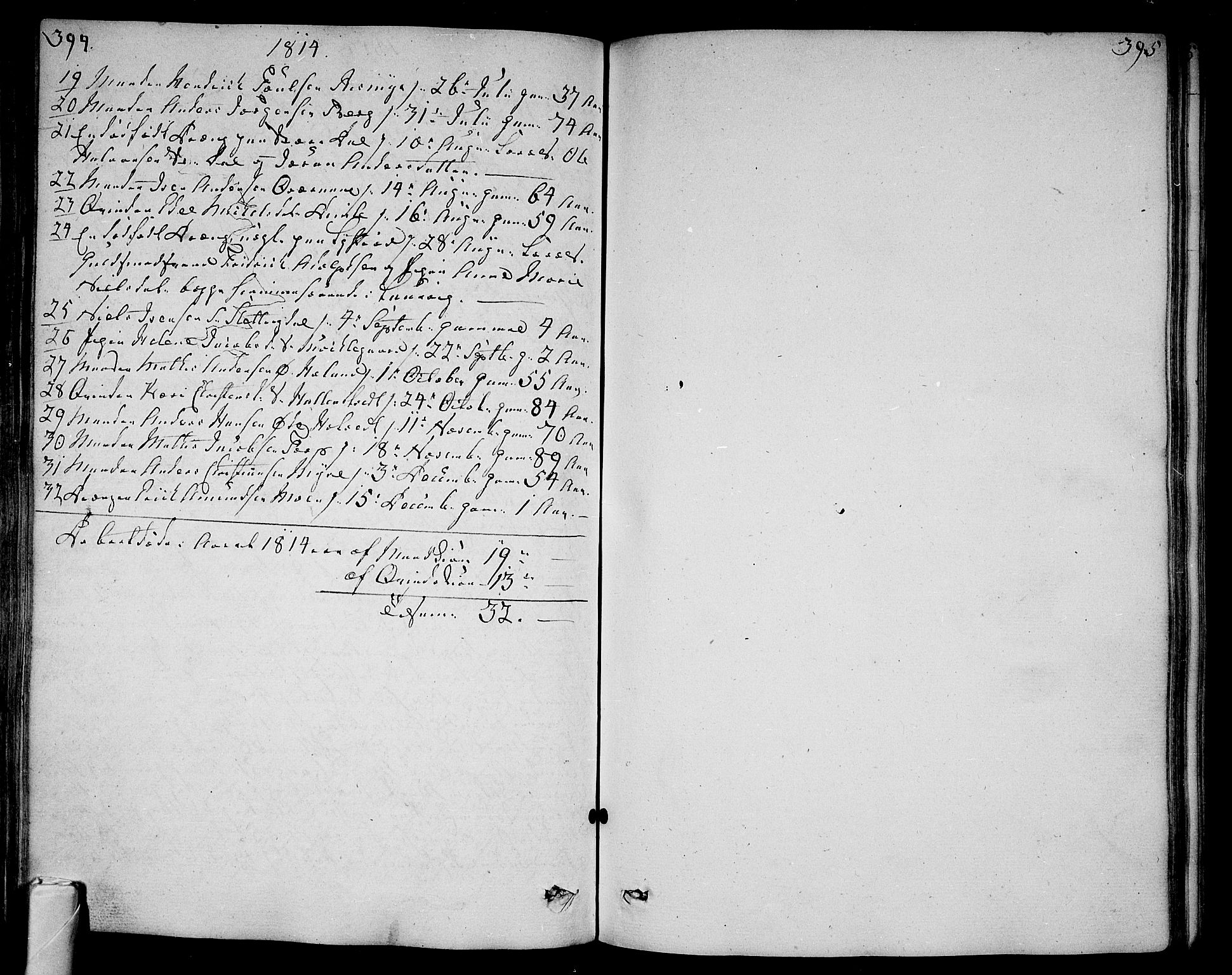 Andebu kirkebøker, AV/SAKO-A-336/F/Fa/L0003: Parish register (official) no. 3 /1, 1803-1828, p. 394-395