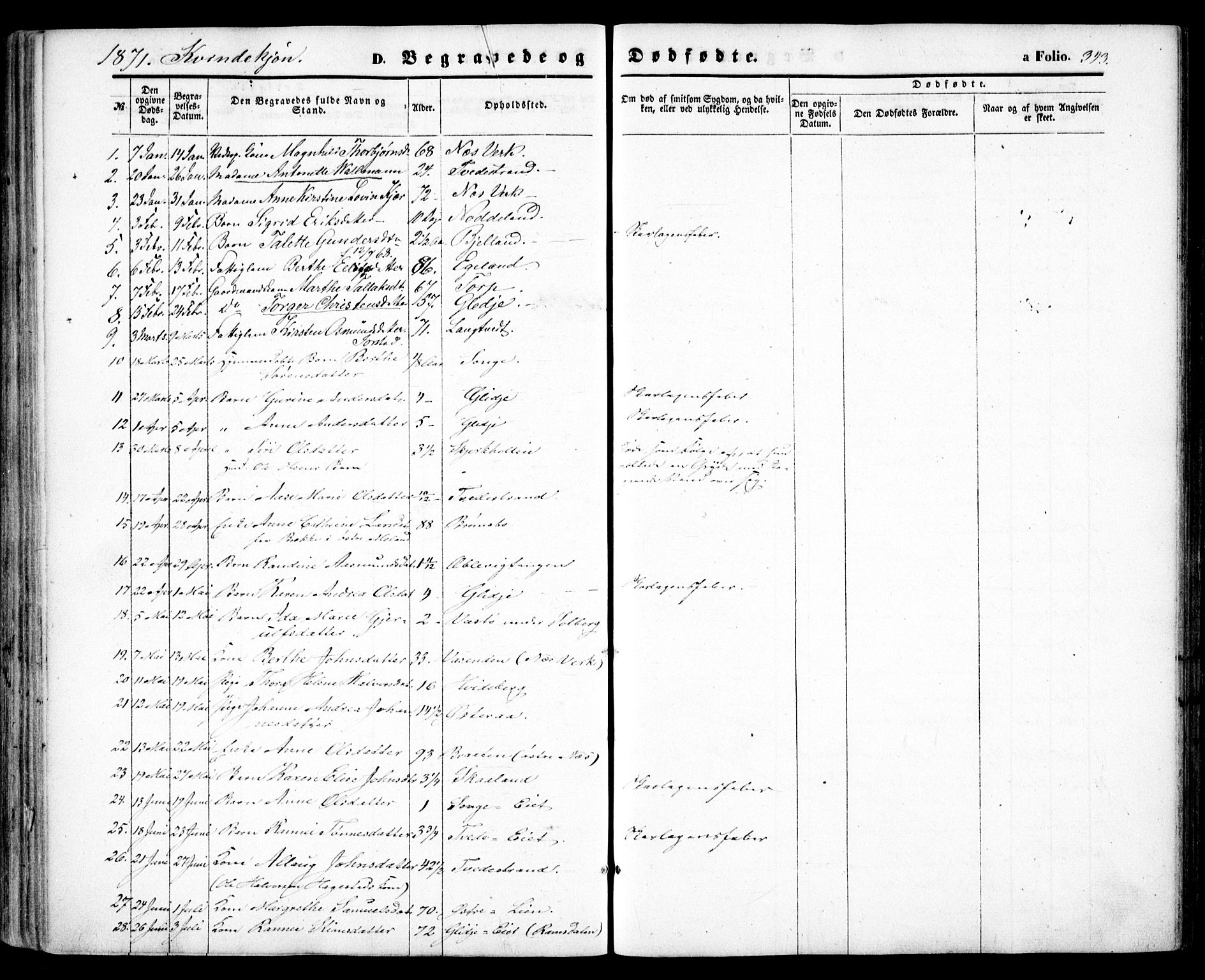 Holt sokneprestkontor, AV/SAK-1111-0021/F/Fa/L0009: Parish register (official) no. A 9, 1861-1871, p. 343