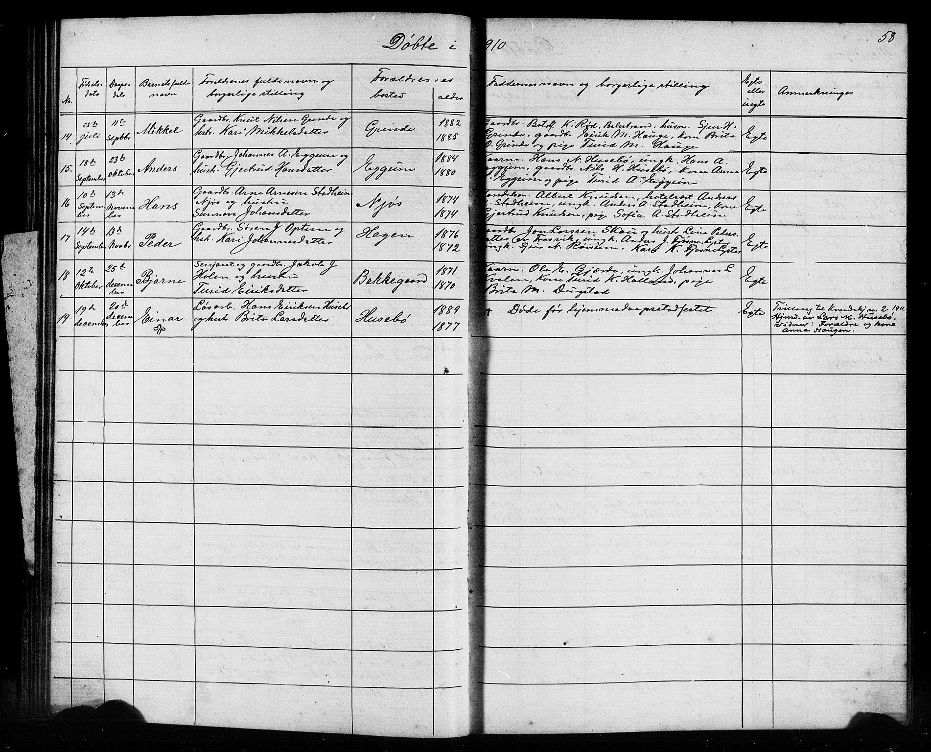 Leikanger sokneprestembete, SAB/A-81001: Parish register (copy) no. A 1, 1873-1916, p. 58