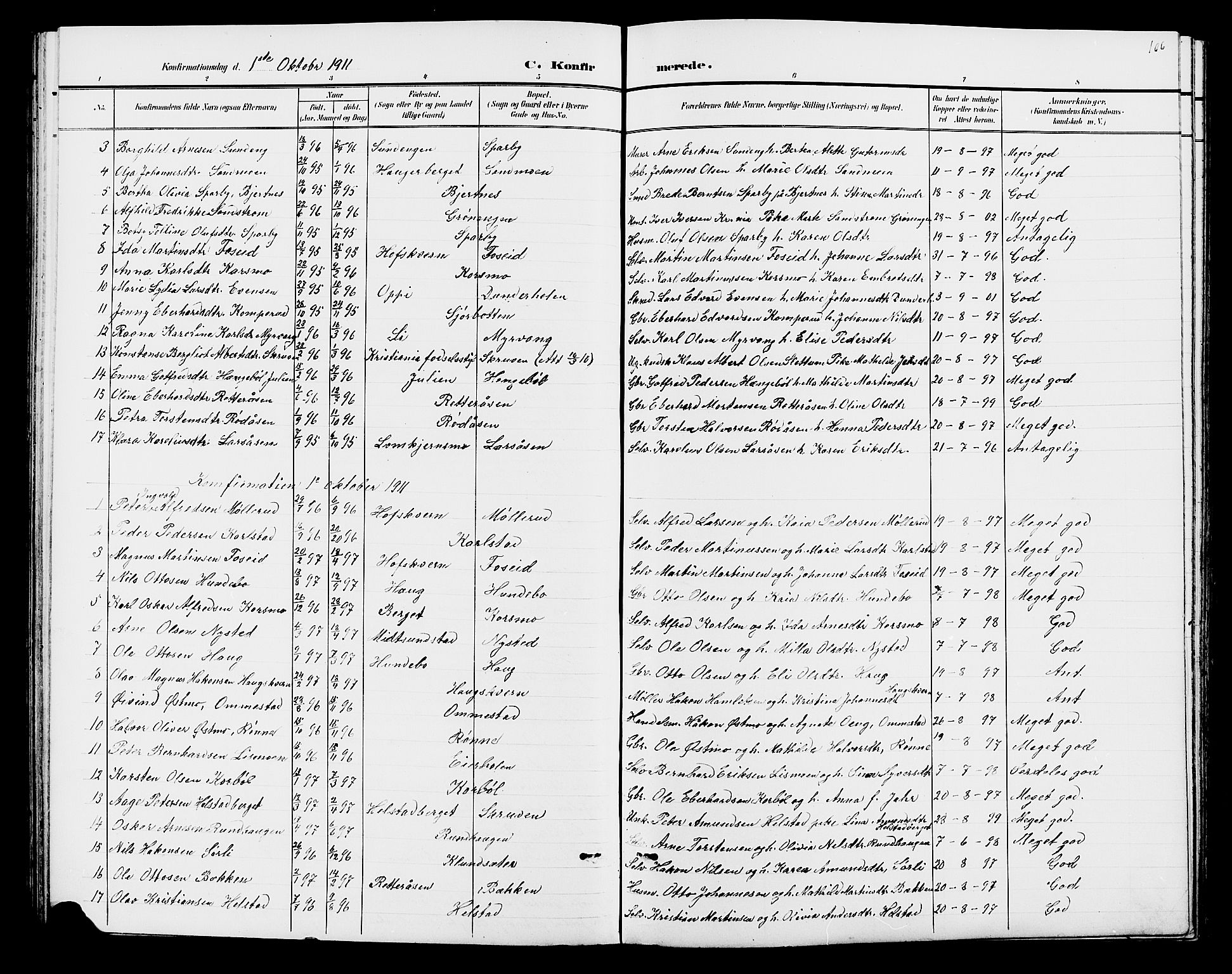 Hof prestekontor, SAH/PREST-038/H/Ha/Hab/L0001: Parish register (copy) no. 1, 1895-1914, p. 106