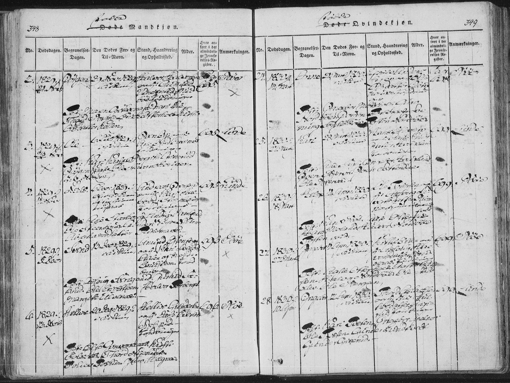 Bø kirkebøker, SAKO/A-257/F/Fa/L0006: Parish register (official) no. 6, 1815-1831, p. 348-349