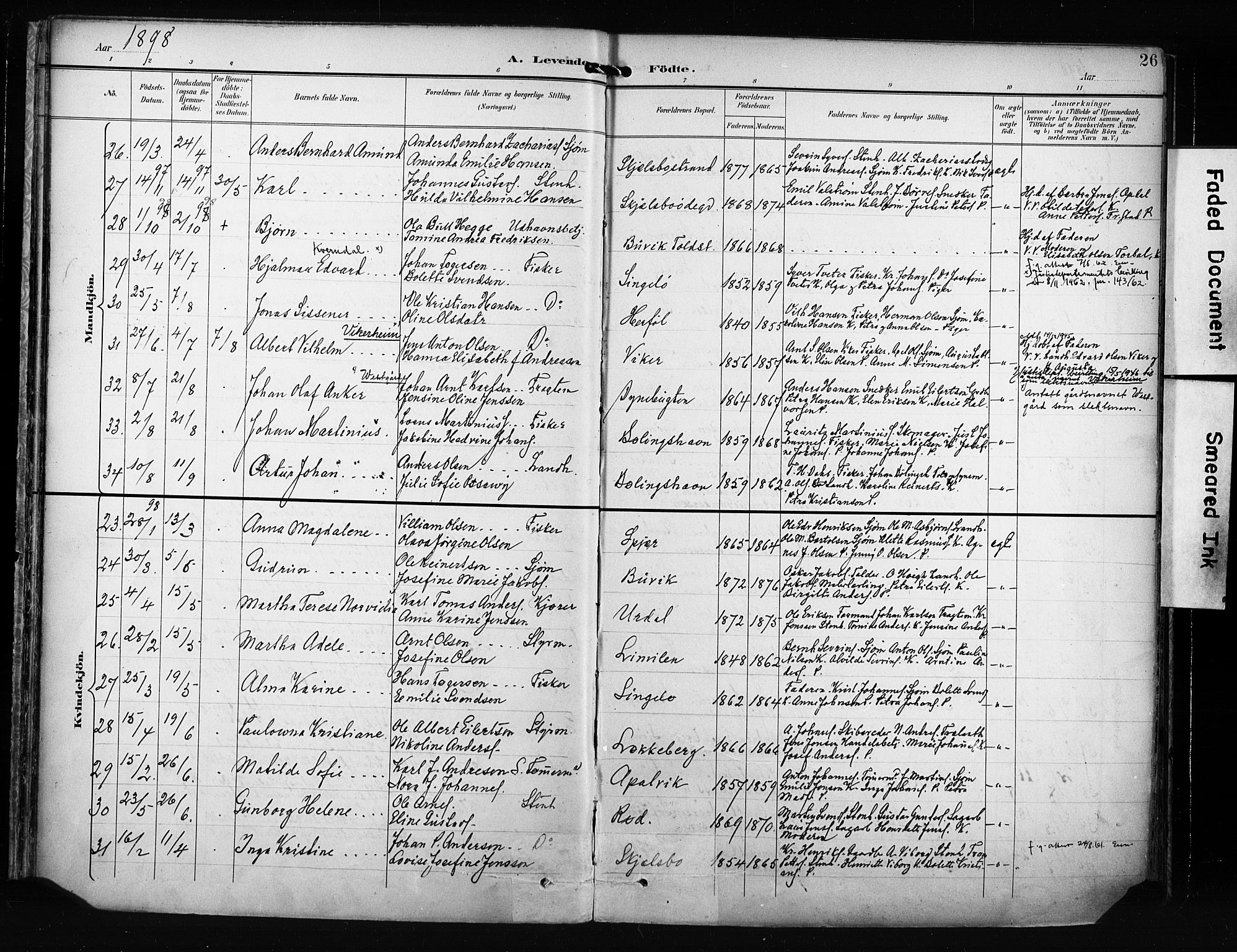 Hvaler prestekontor Kirkebøker, AV/SAO-A-2001/F/Fa/L0009: Parish register (official) no. I 9, 1895-1906, p. 26