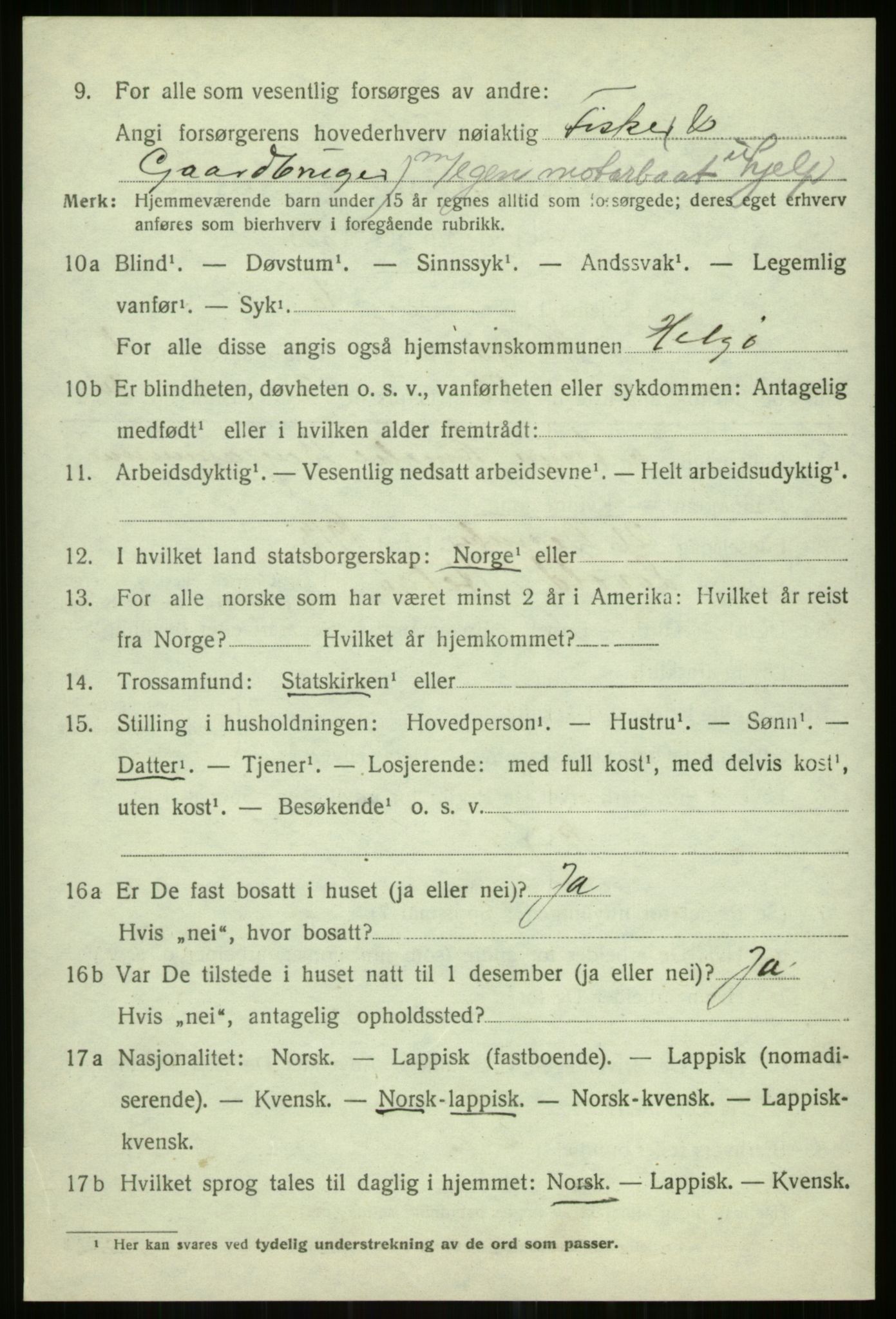 SATØ, 1920 census for Helgøy, 1920, p. 833