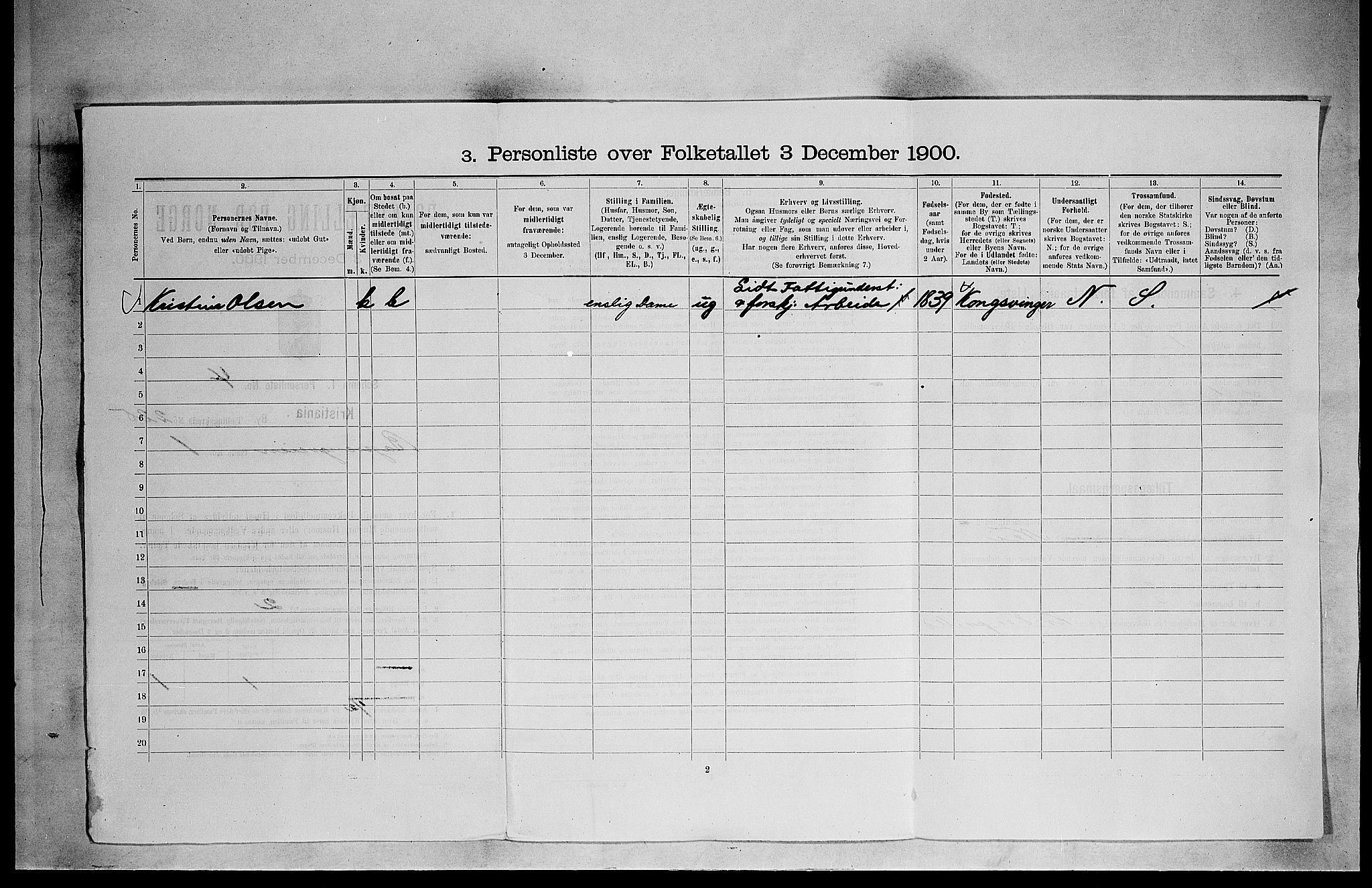 SAO, 1900 census for Kristiania, 1900, p. 2920