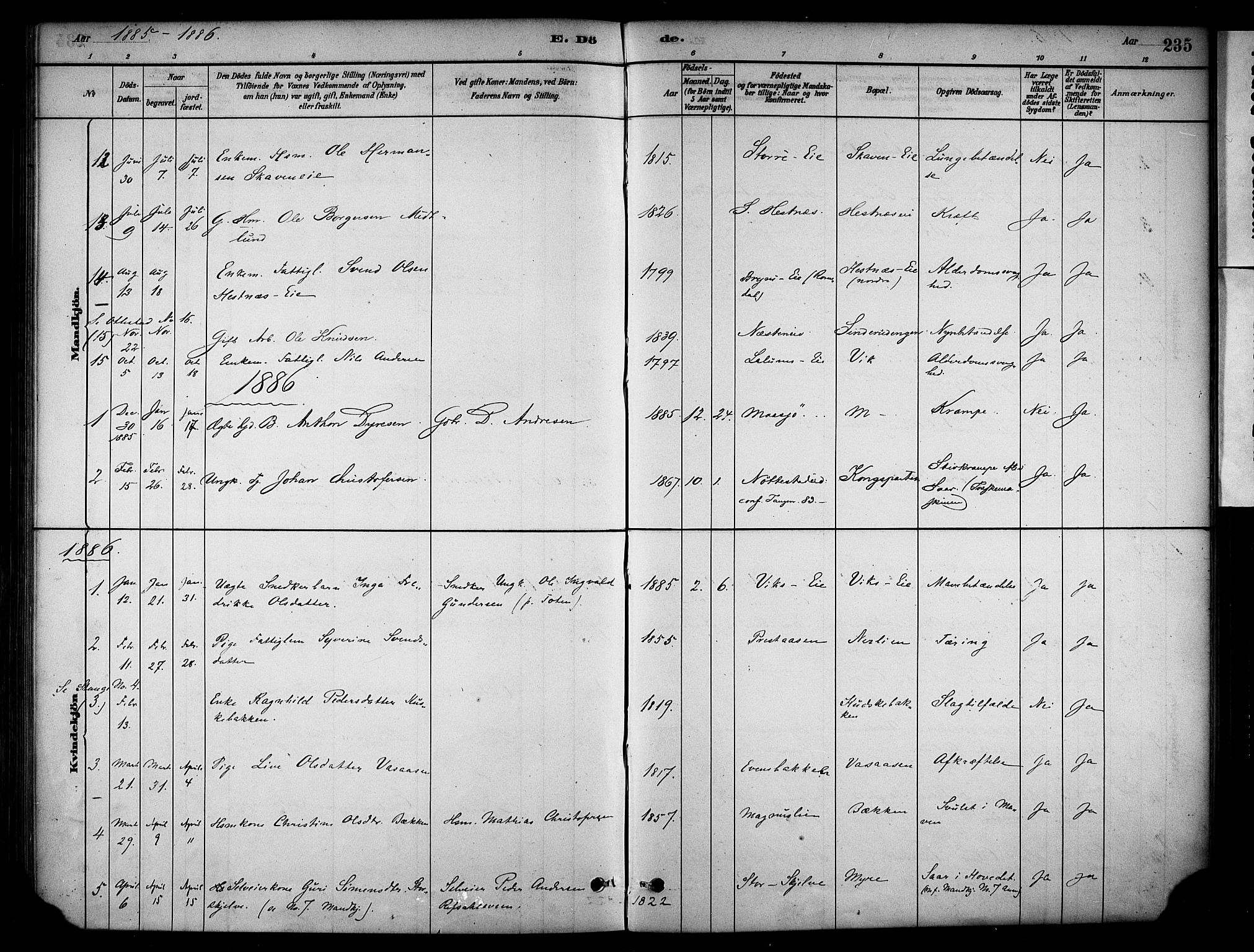 Stange prestekontor, SAH/PREST-002/K/L0018: Parish register (official) no. 18, 1880-1896, p. 235