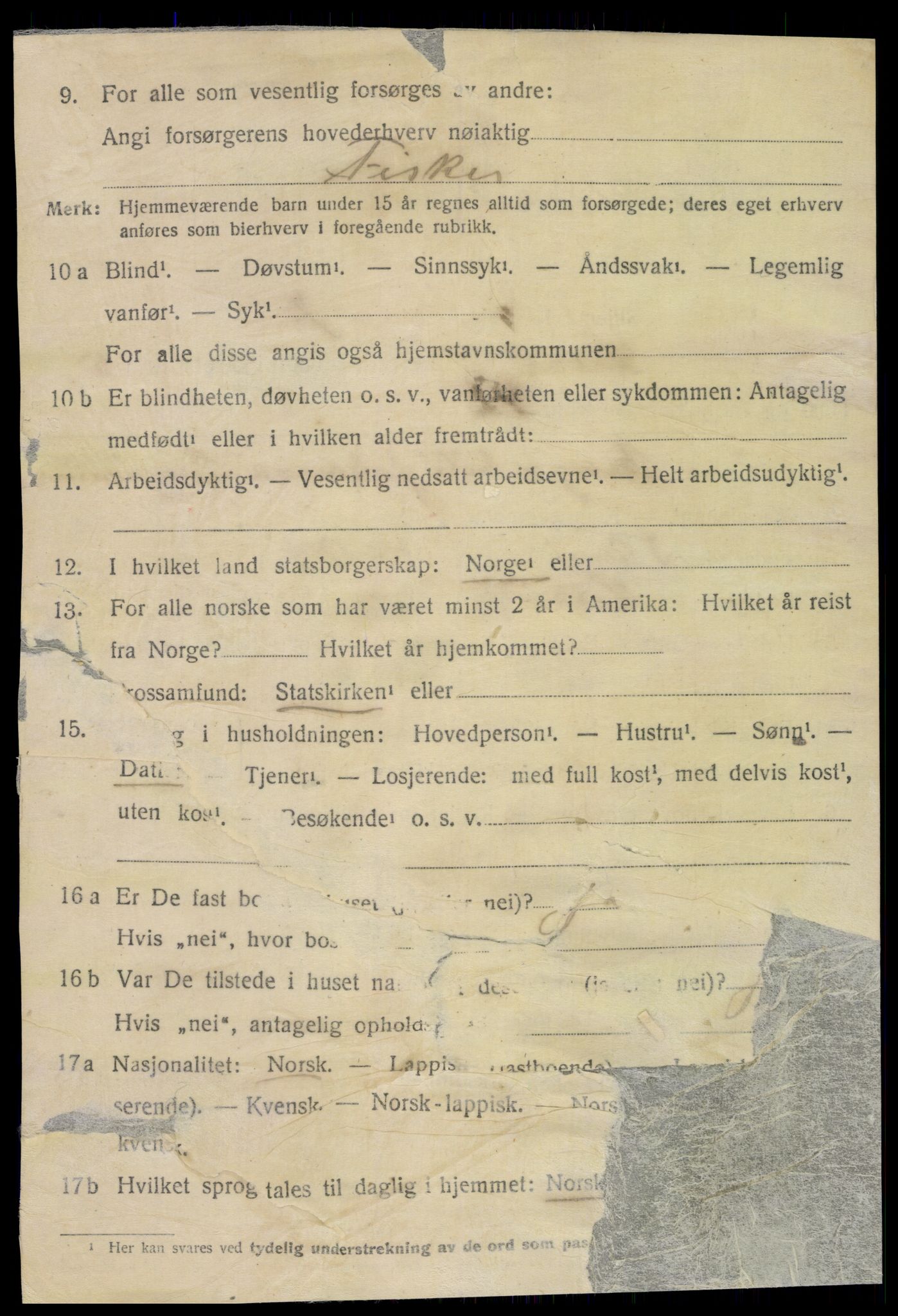 SAT, 1920 census for Lurøy, 1920, p. 3072