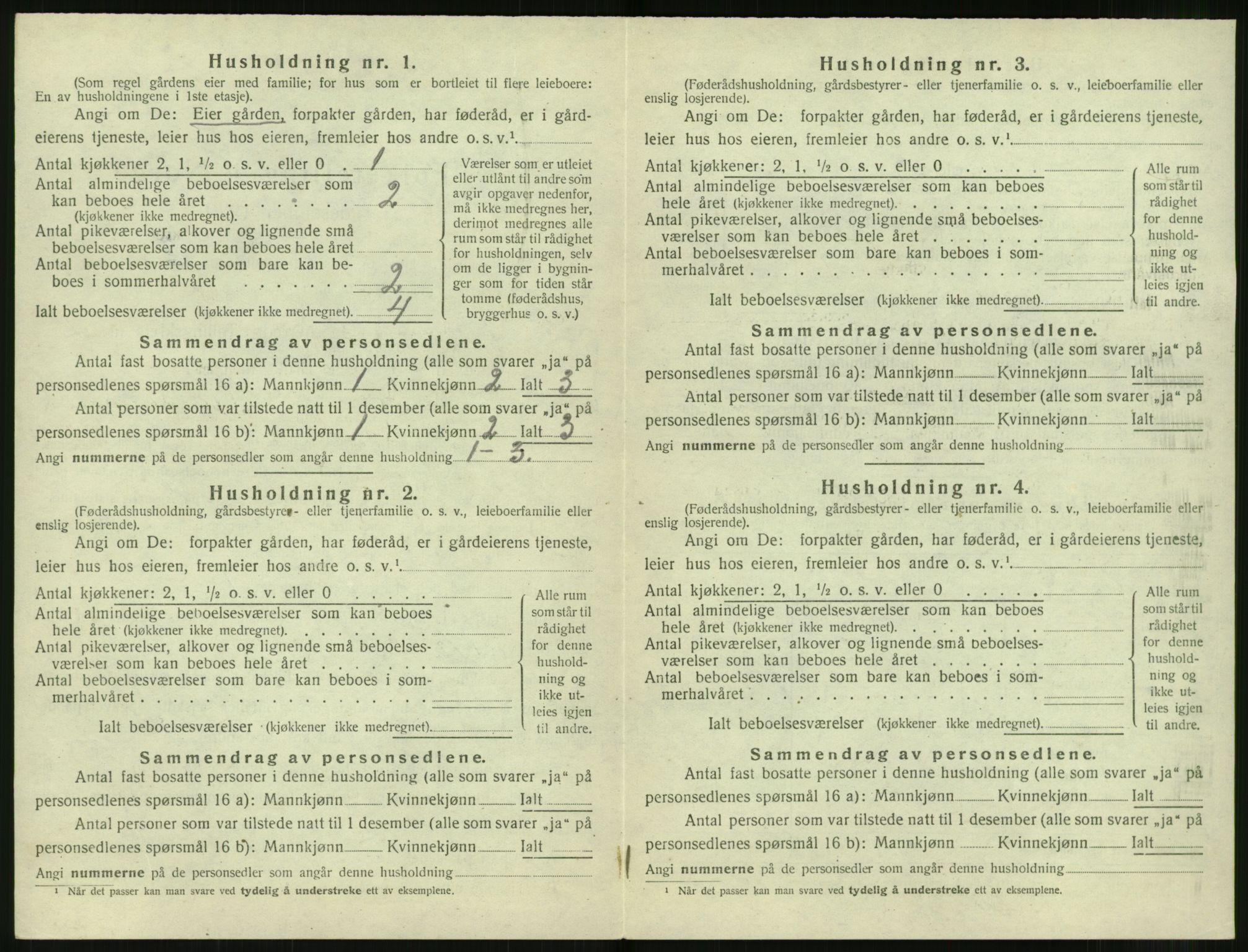 SAT, 1920 census for Sunnylven, 1920, p. 451