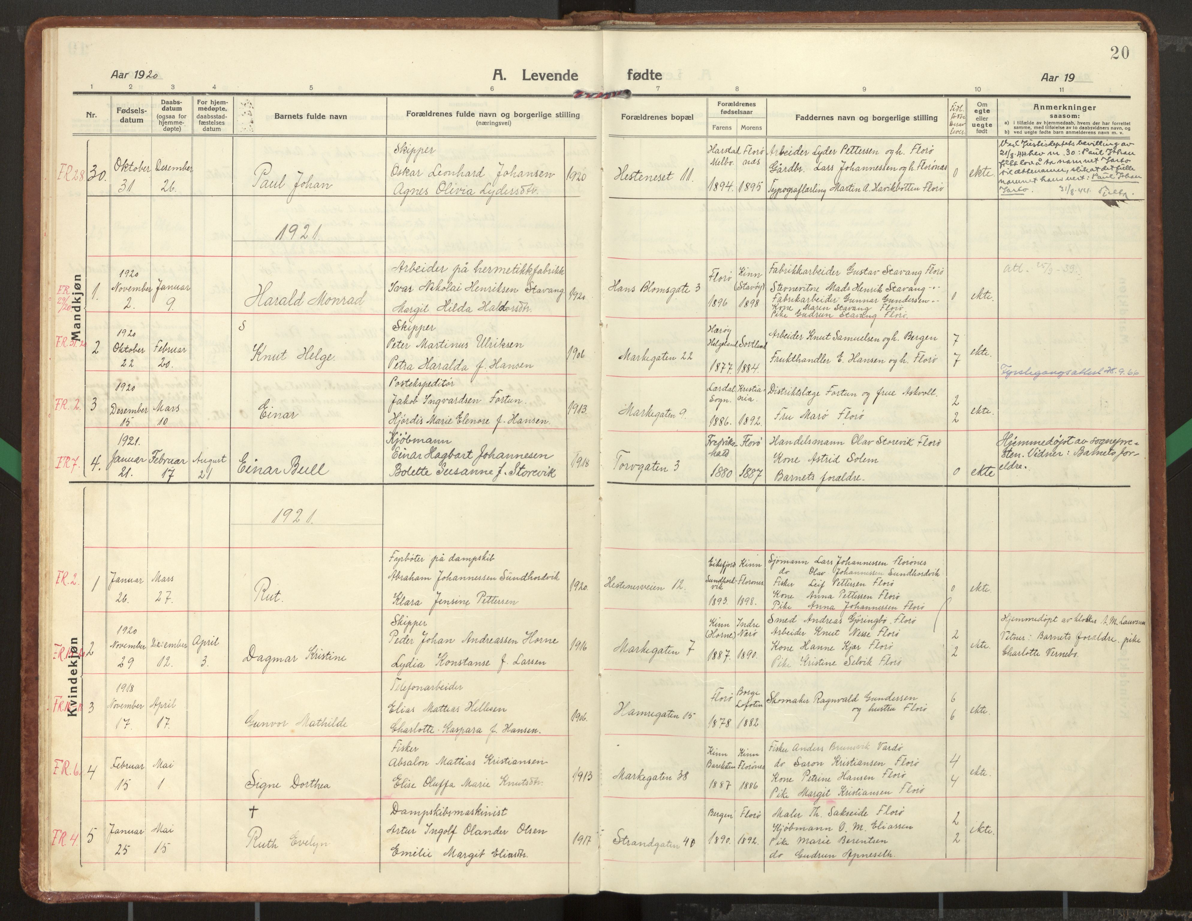 Kinn sokneprestembete, SAB/A-80801/H/Haa/Haac/L0003: Parish register (official) no. C 3, 1917-1934, p. 20