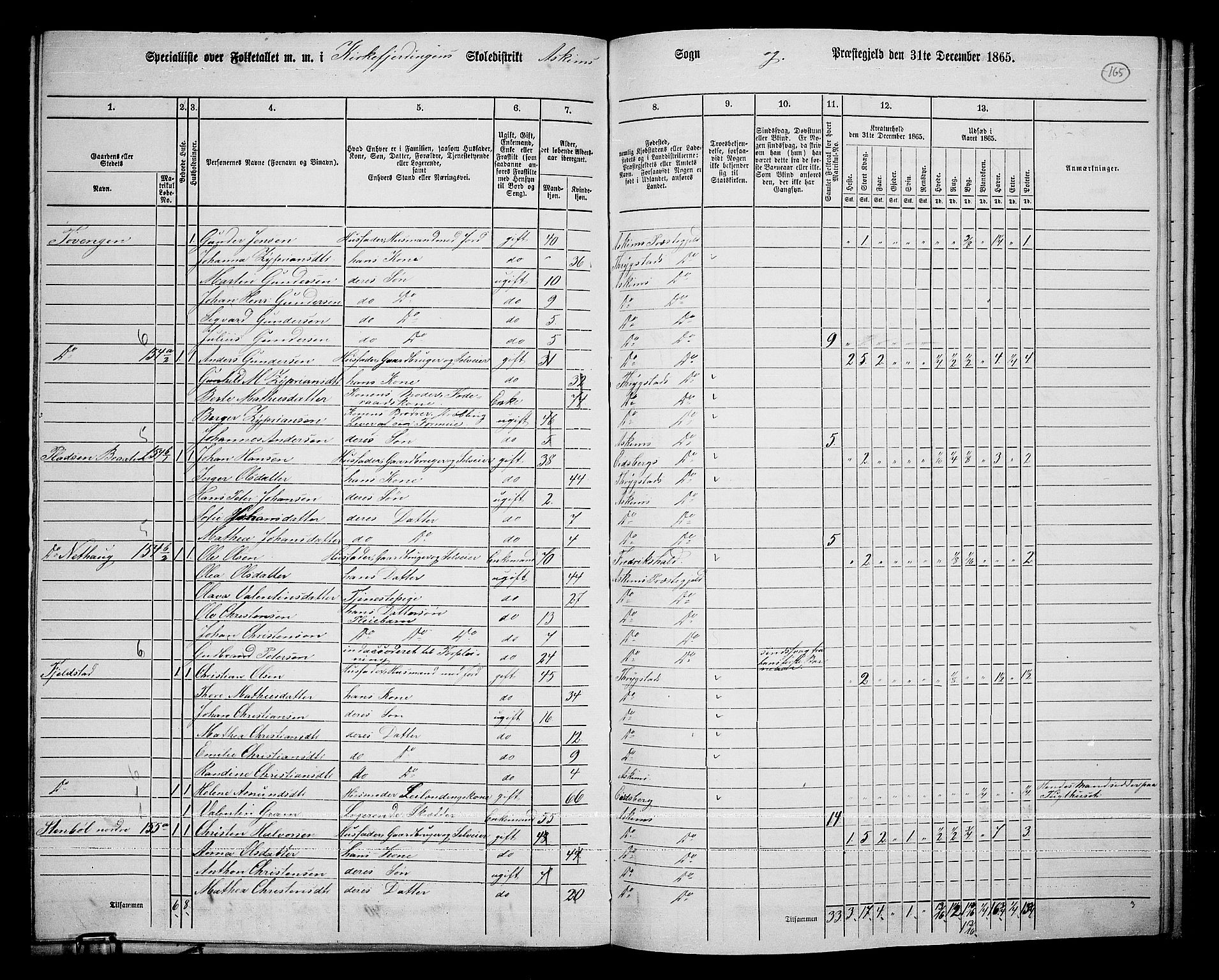 RA, 1865 census for Askim, 1865, p. 28