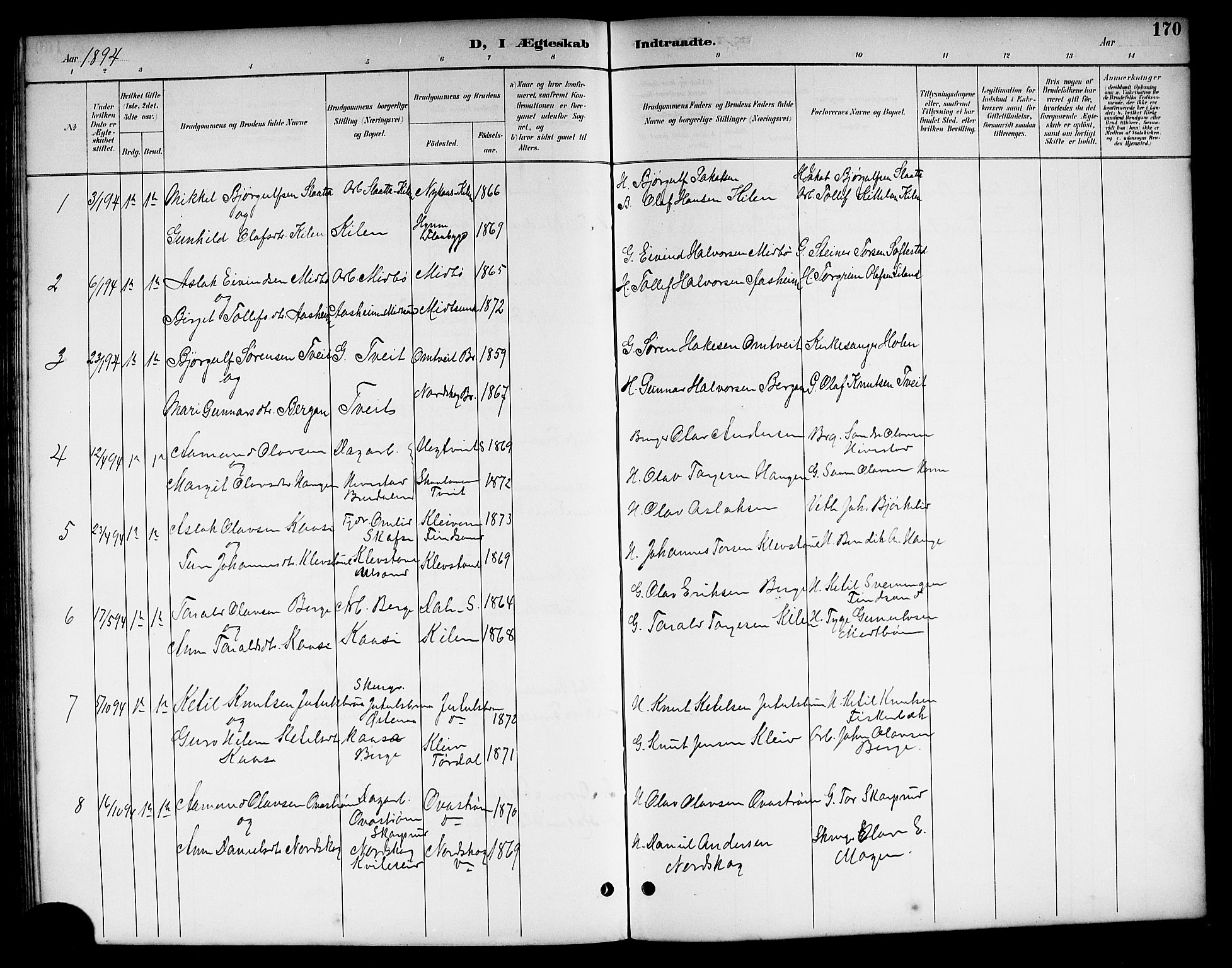 Kviteseid kirkebøker, SAKO/A-276/G/Ga/L0002: Parish register (copy) no. I 2, 1893-1918, p. 170