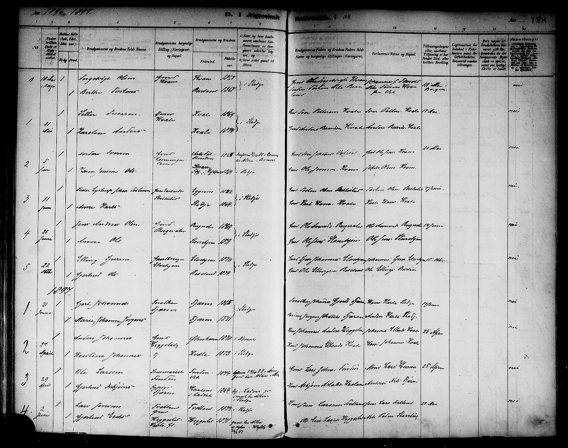 Sogndal sokneprestembete, SAB/A-81301/H/Haa/Haab/L0001: Parish register (official) no. B 1, 1878-1899, p. 128