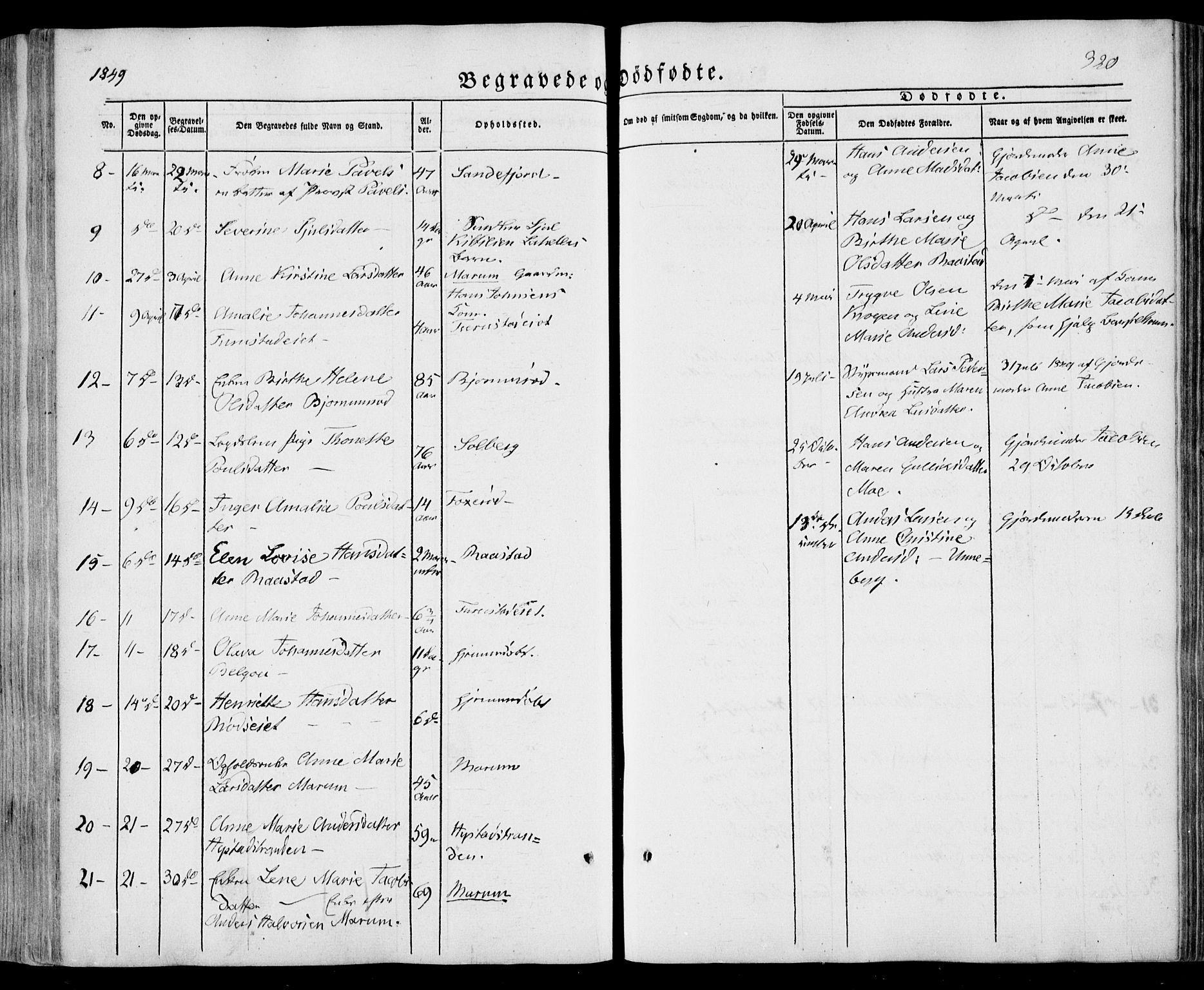 Sandar kirkebøker, SAKO/A-243/F/Fa/L0006: Parish register (official) no. 6, 1847-1860, p. 320
