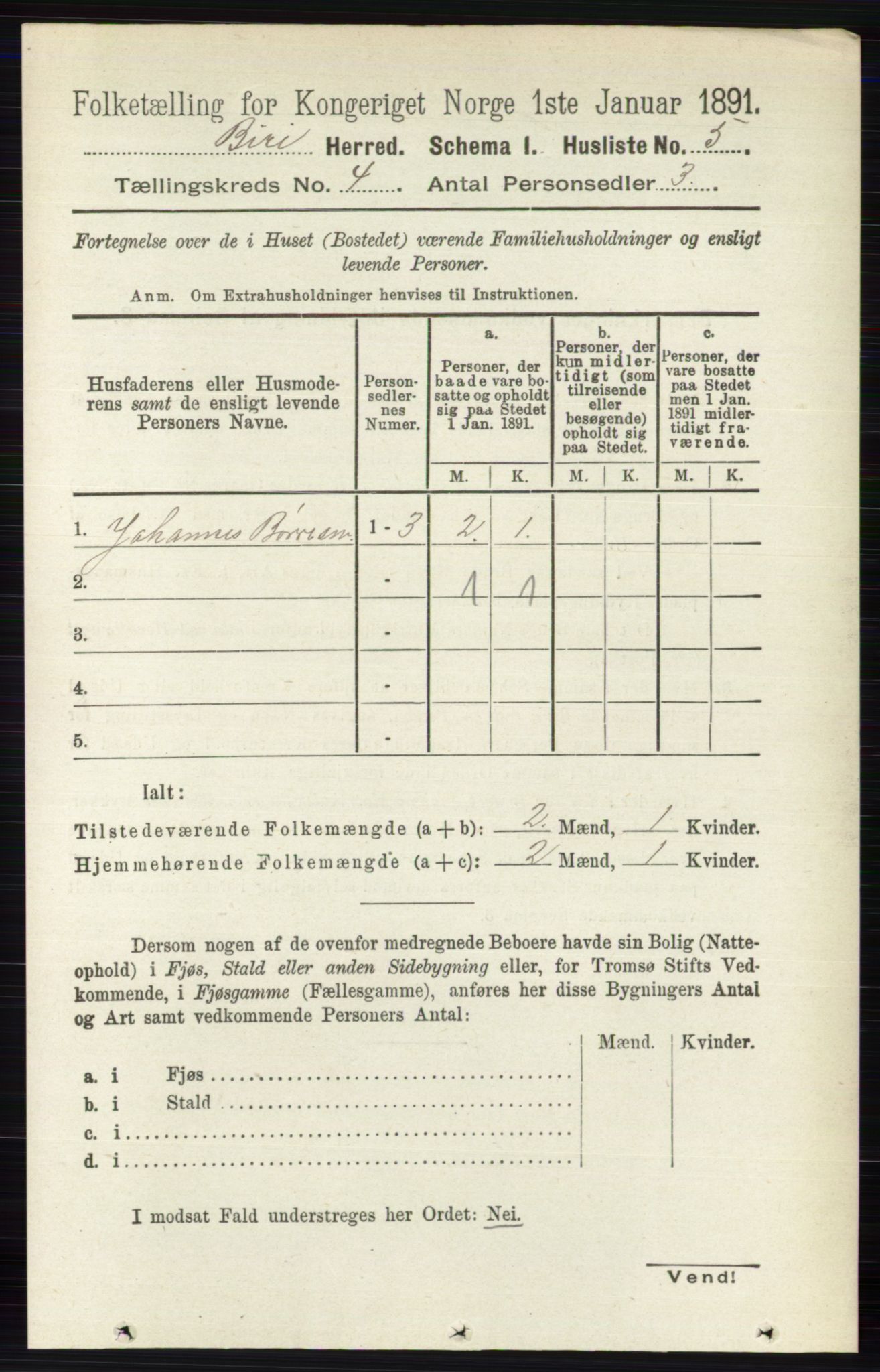 RA, 1891 census for 0525 Biri, 1891, p. 1332