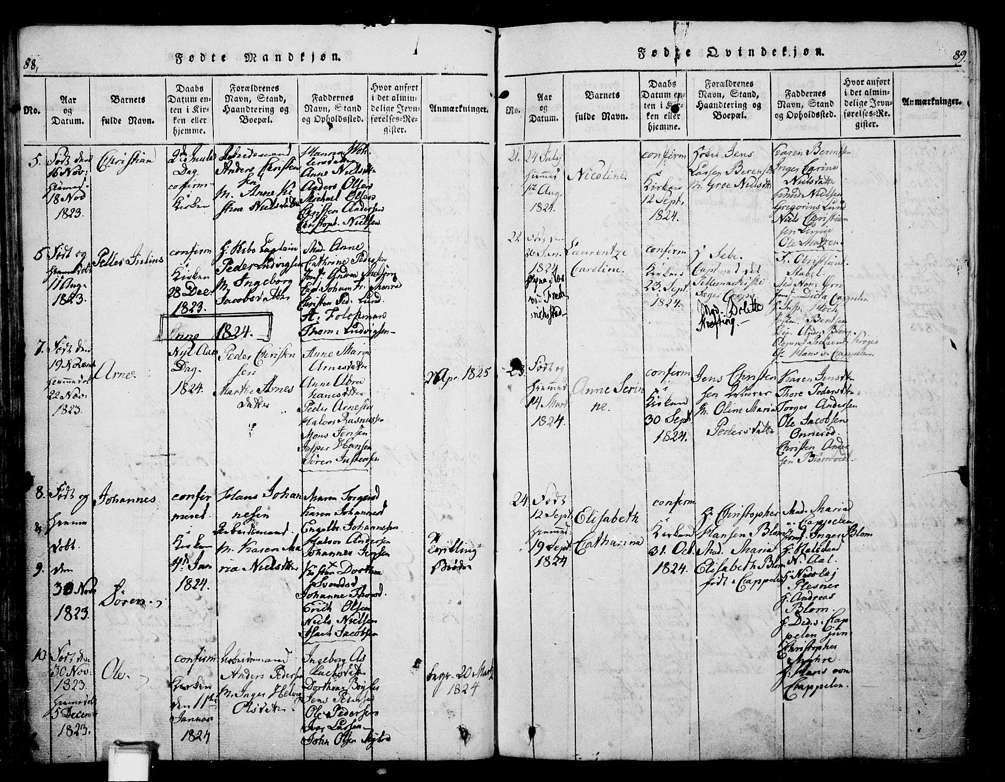 Skien kirkebøker, SAKO/A-302/G/Ga/L0002: Parish register (copy) no. 2, 1814-1842, p. 88-89