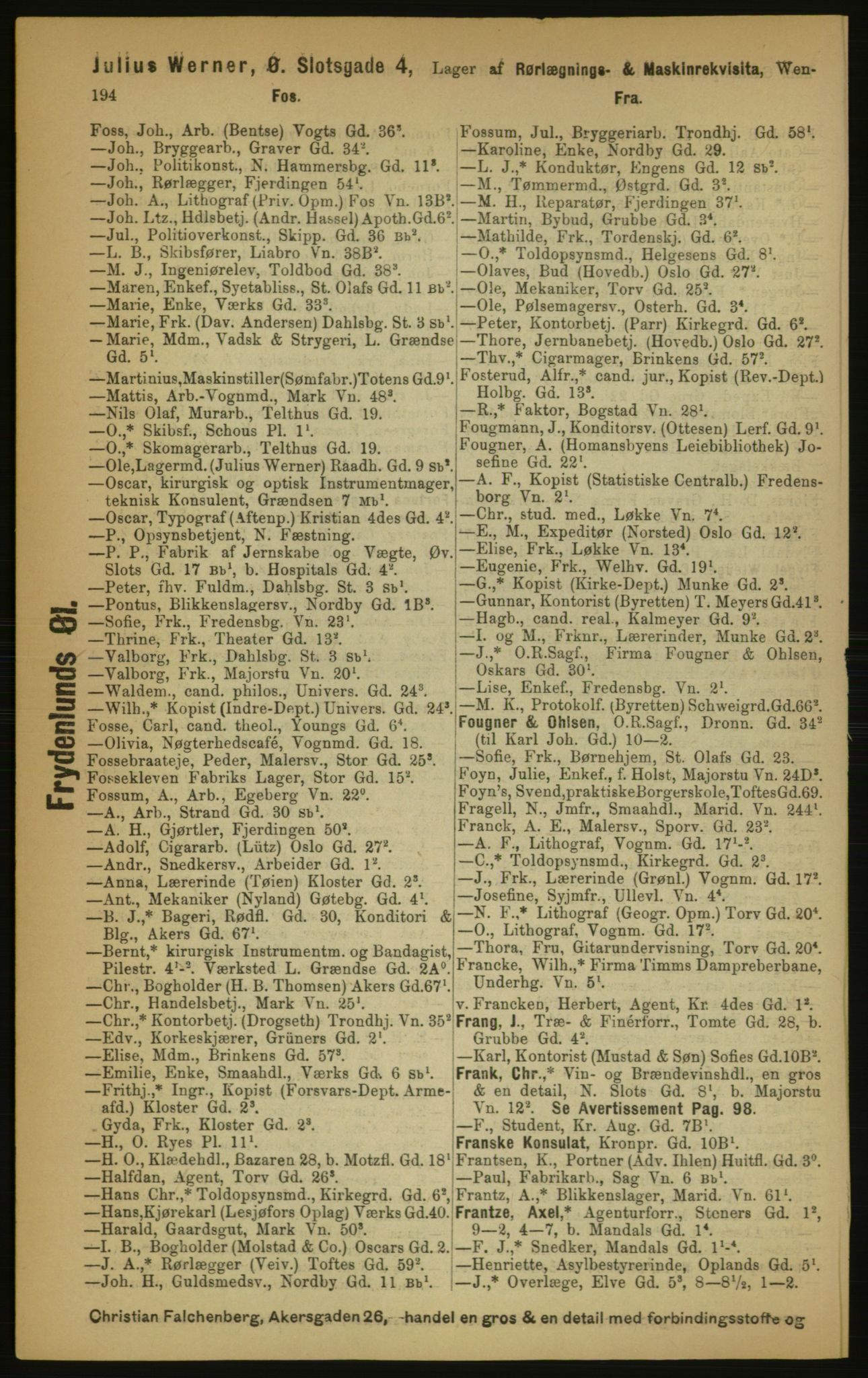 Kristiania/Oslo adressebok, PUBL/-, 1891, p. 194