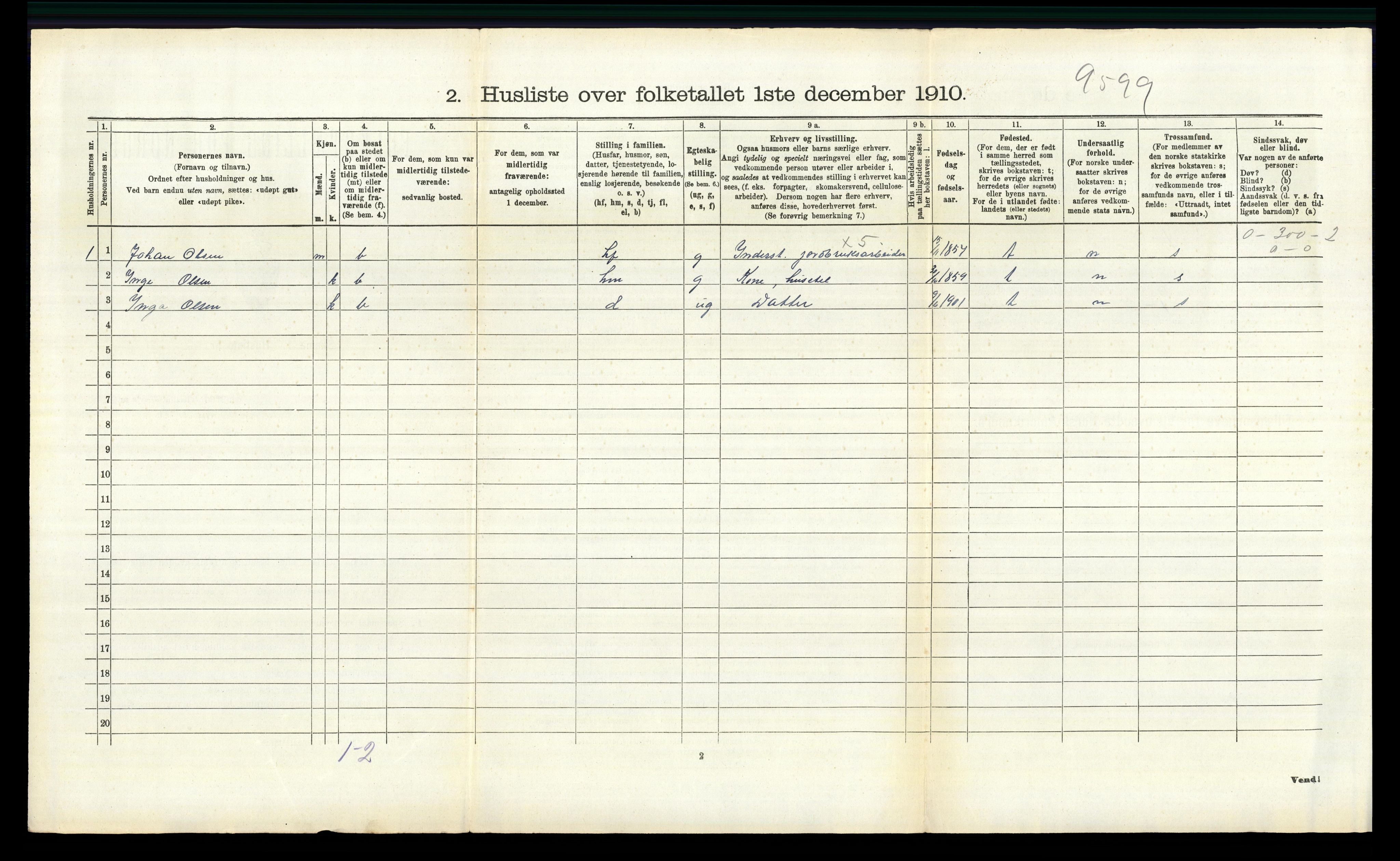 RA, 1910 census for Romedal, 1910, p. 522