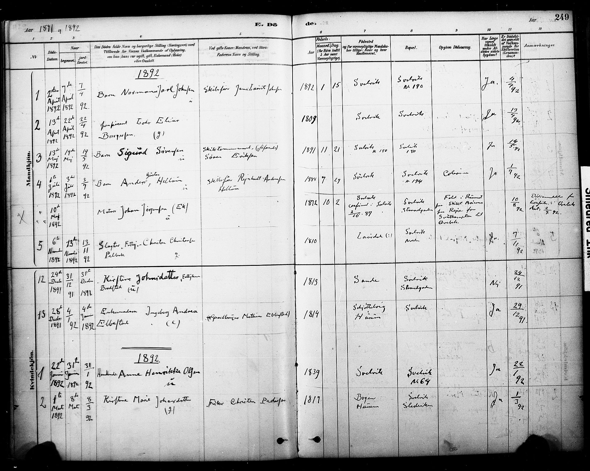 Strømm kirkebøker, AV/SAKO-A-322/F/Fb/L0001: Parish register (official) no. II 1, 1878-1899, p. 249