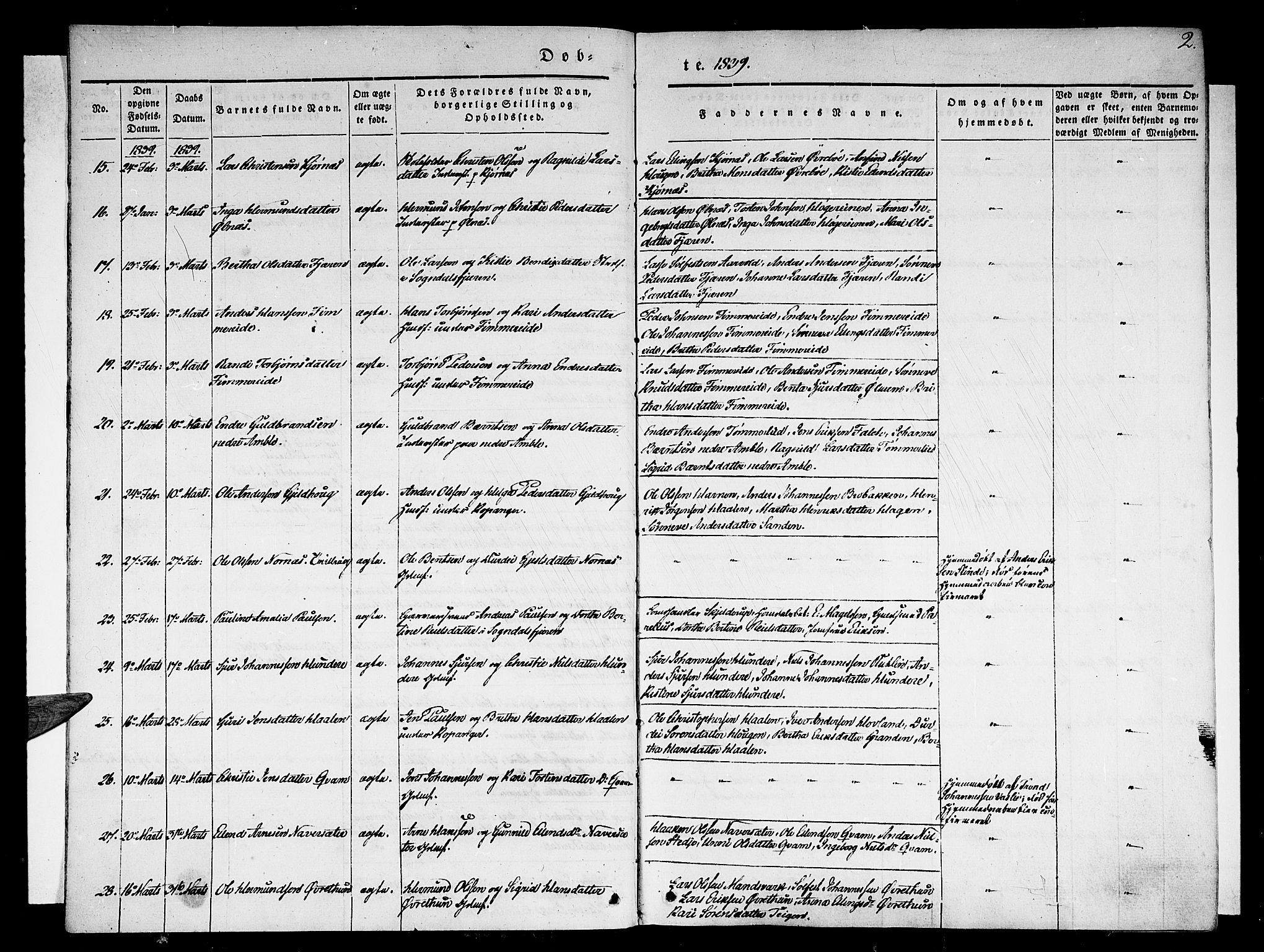 Sogndal sokneprestembete, SAB/A-81301/H/Haa/Haaa/L0011: Parish register (official) no. A 11, 1839-1847, p. 2