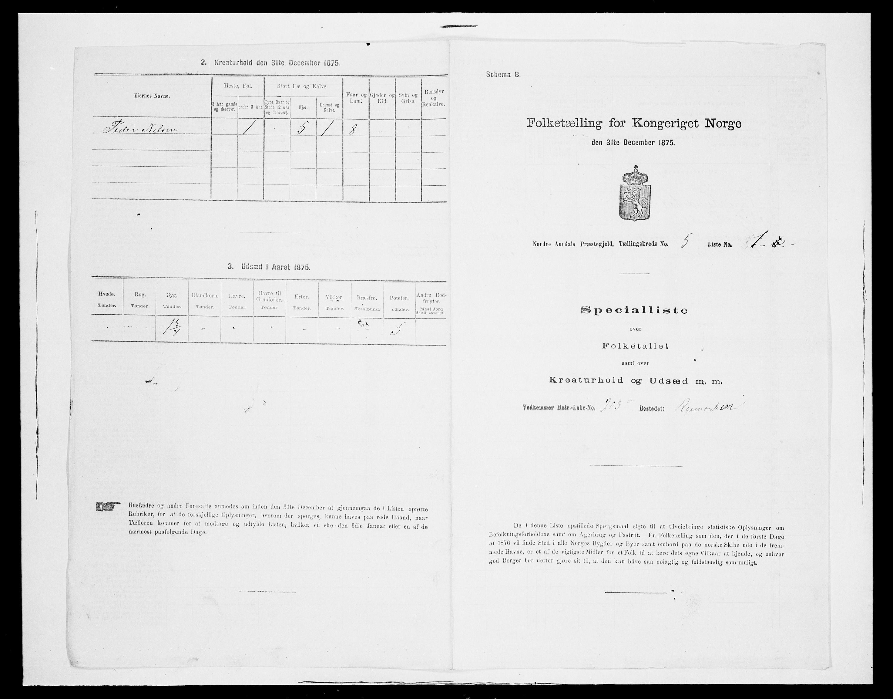 SAH, 1875 census for 0542P Nord-Aurdal, 1875, p. 892