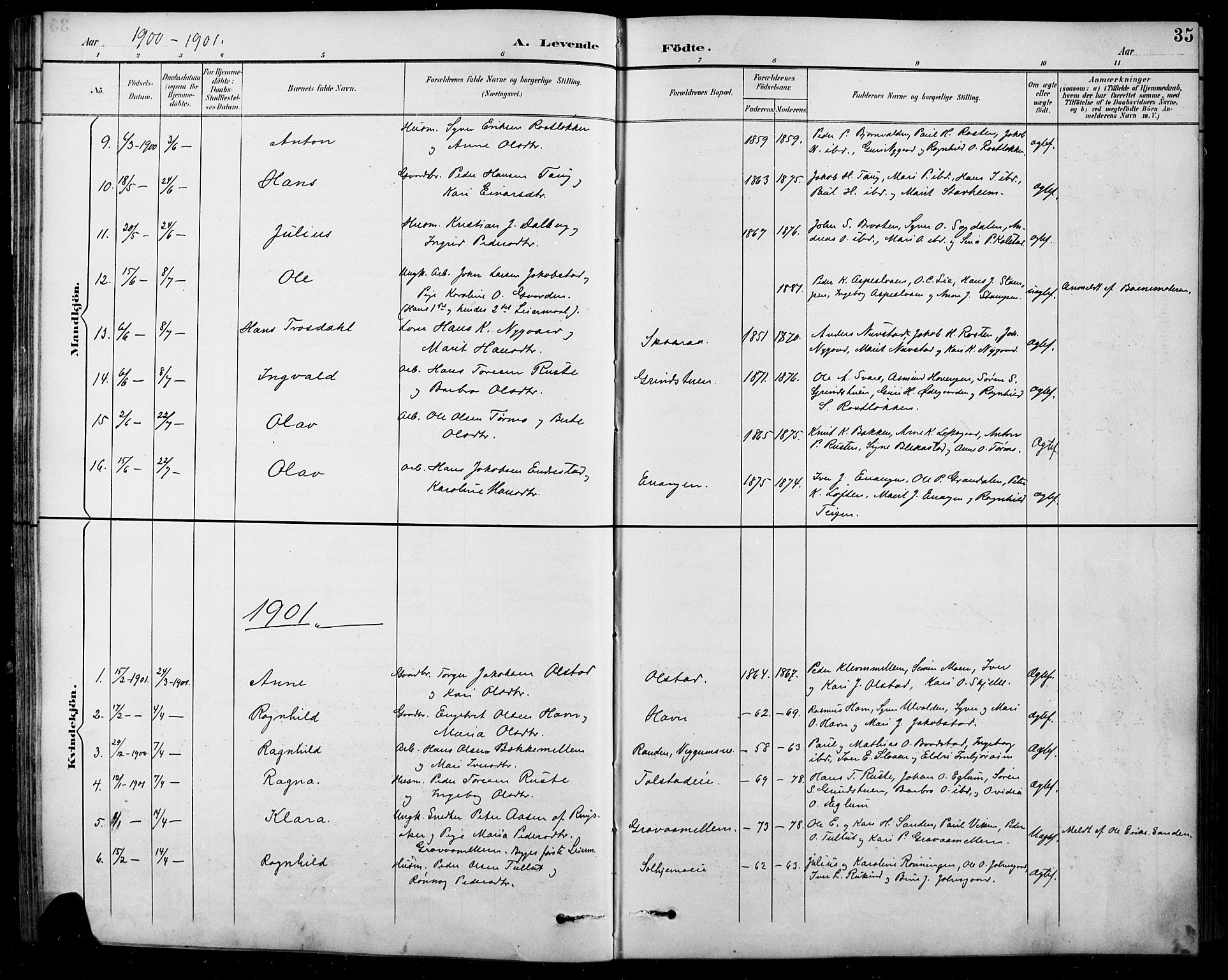 Sel prestekontor, SAH/PREST-074/H/Ha/Hab/L0001: Parish register (copy) no. 1, 1894-1923, p. 35