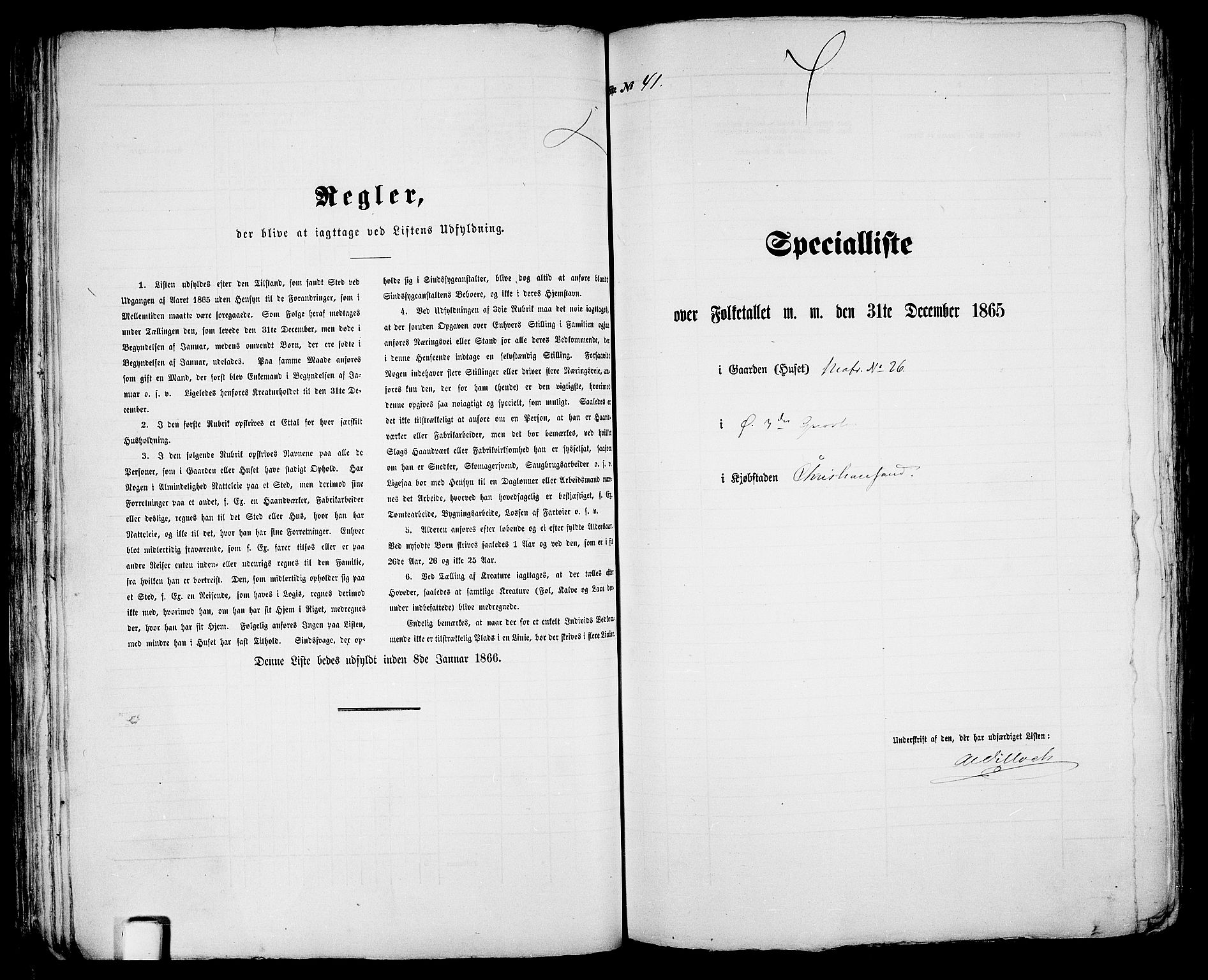 RA, 1865 census for Kristiansand, 1865, p. 95