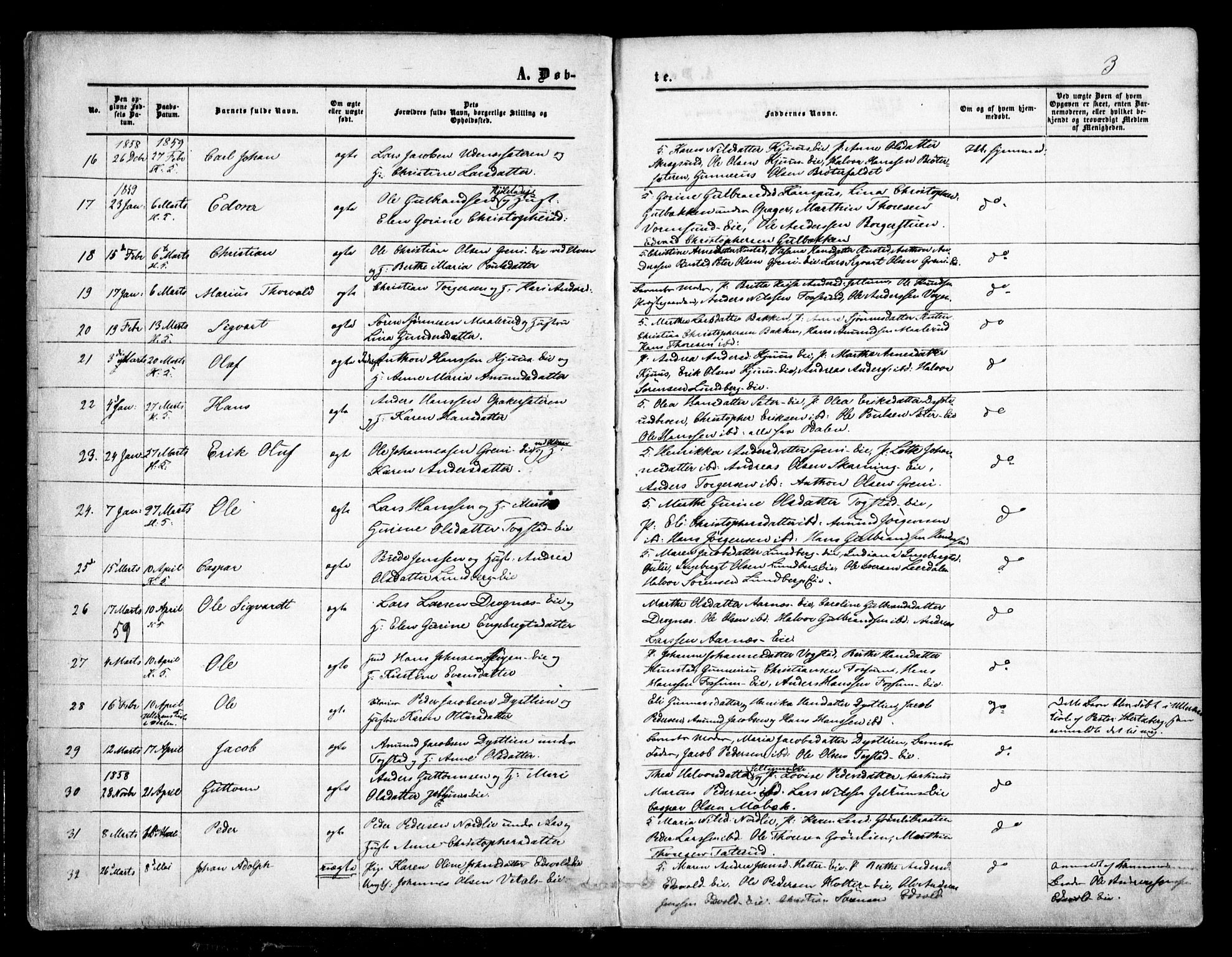 Nes prestekontor Kirkebøker, SAO/A-10410/F/Fa/L0008: Parish register (official) no. I 8, 1859-1874, p. 3