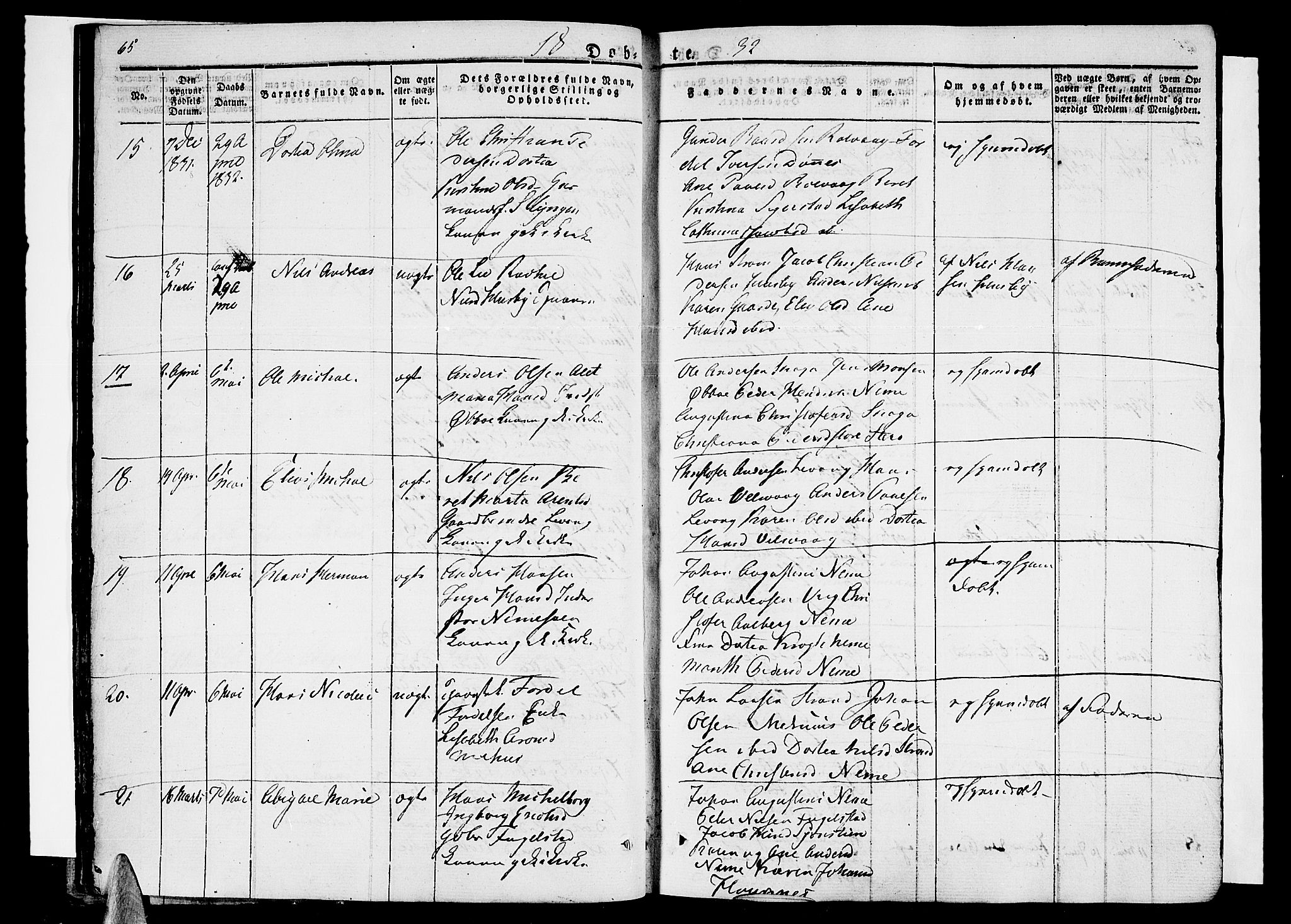 Ministerialprotokoller, klokkerbøker og fødselsregistre - Nordland, AV/SAT-A-1459/838/L0548: Parish register (official) no. 838A06, 1829-1839, p. 65-66