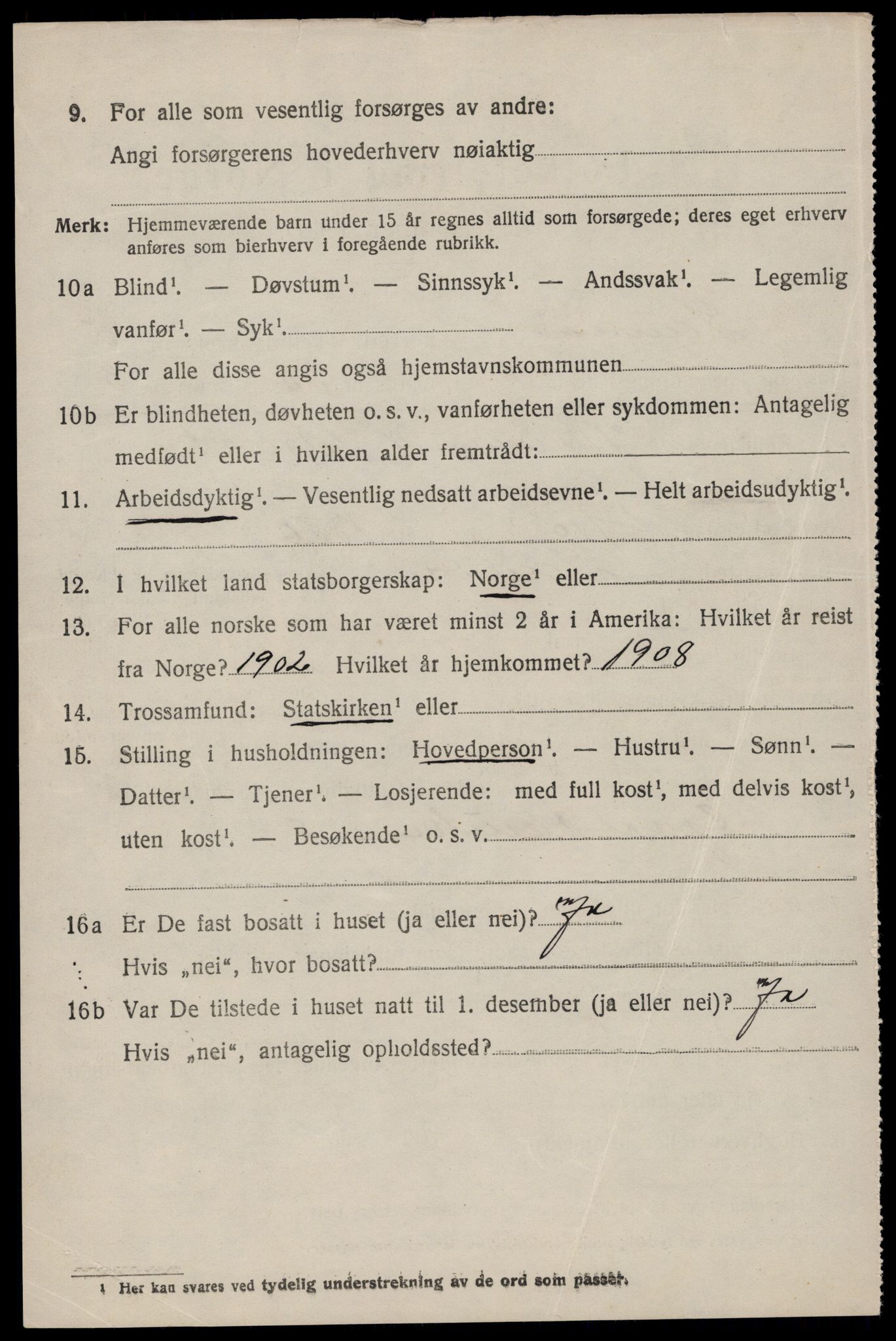 SAST, 1920 census for Sauda, 1920, p. 3011