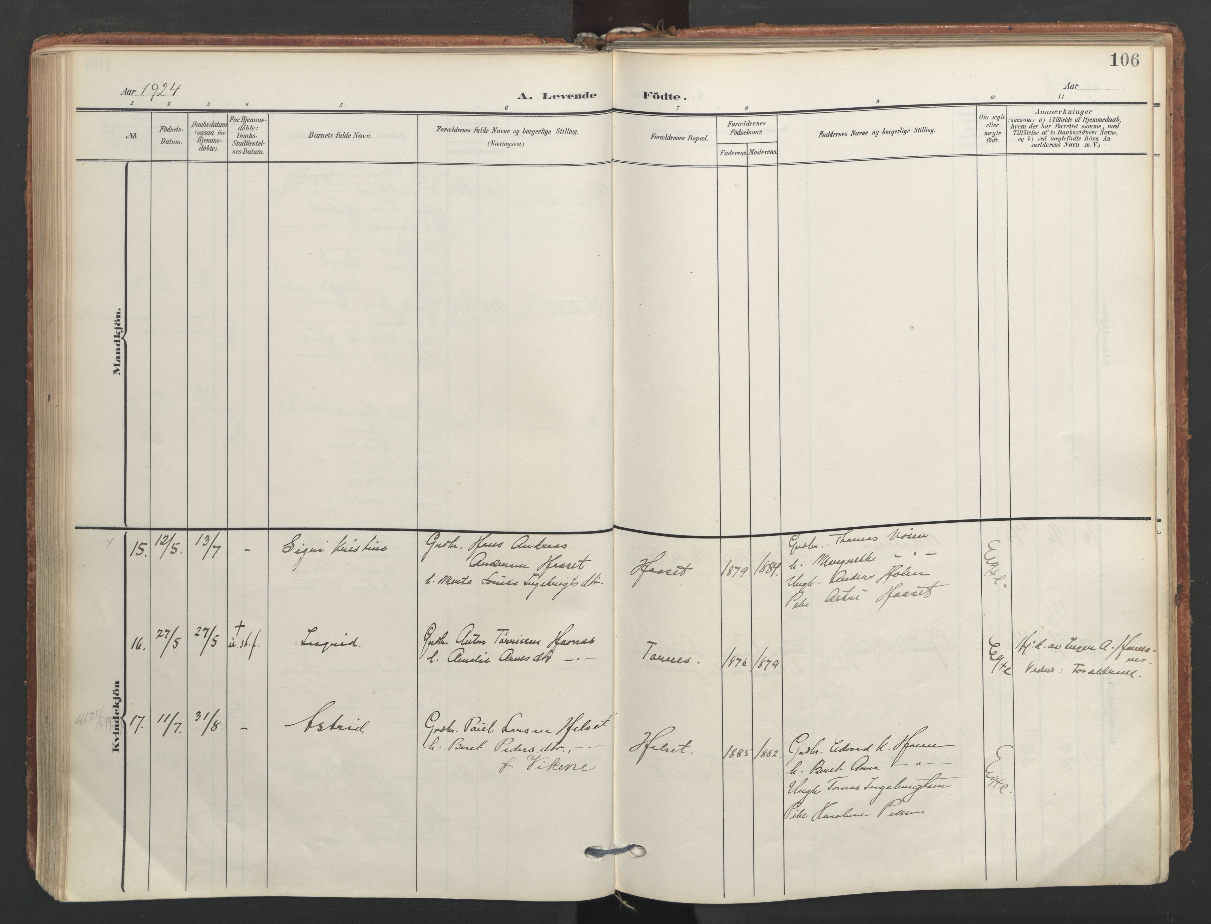 Ministerialprotokoller, klokkerbøker og fødselsregistre - Møre og Romsdal, AV/SAT-A-1454/565/L0751: Parish register (official) no. 565A05, 1905-1979, p. 106