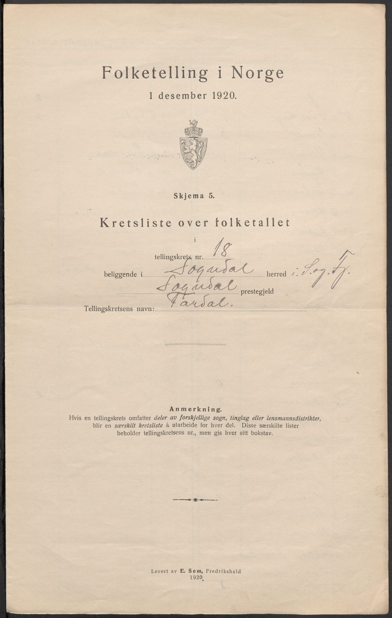 SAB, 1920 census for Sogndal, 1920, p. 56