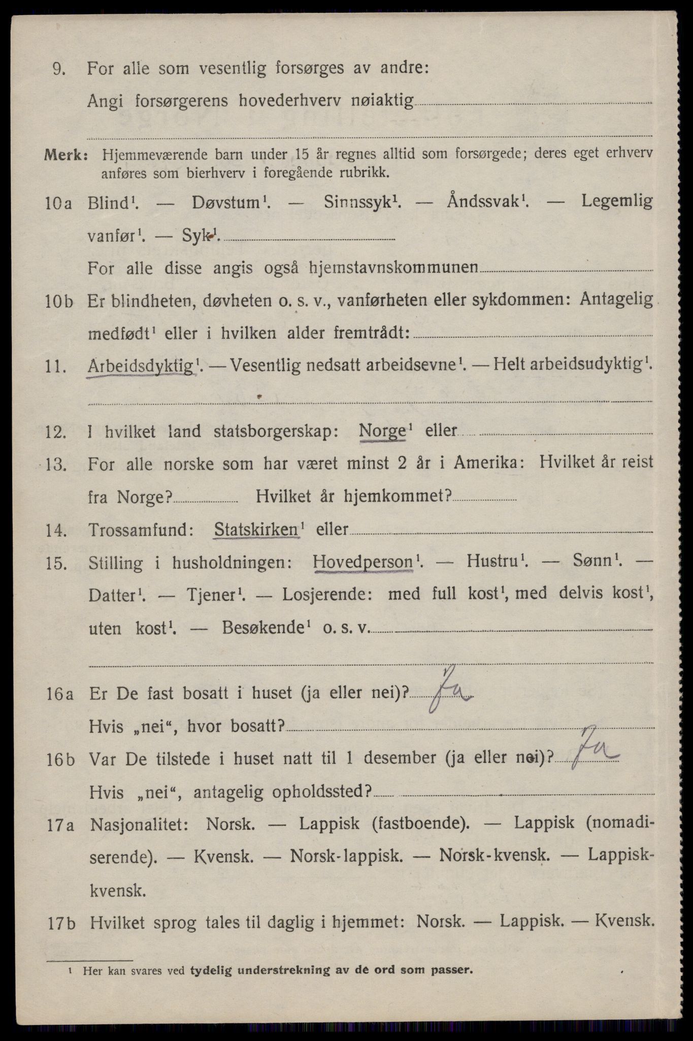 SAT, 1920 census for Flakstad, 1920, p. 516