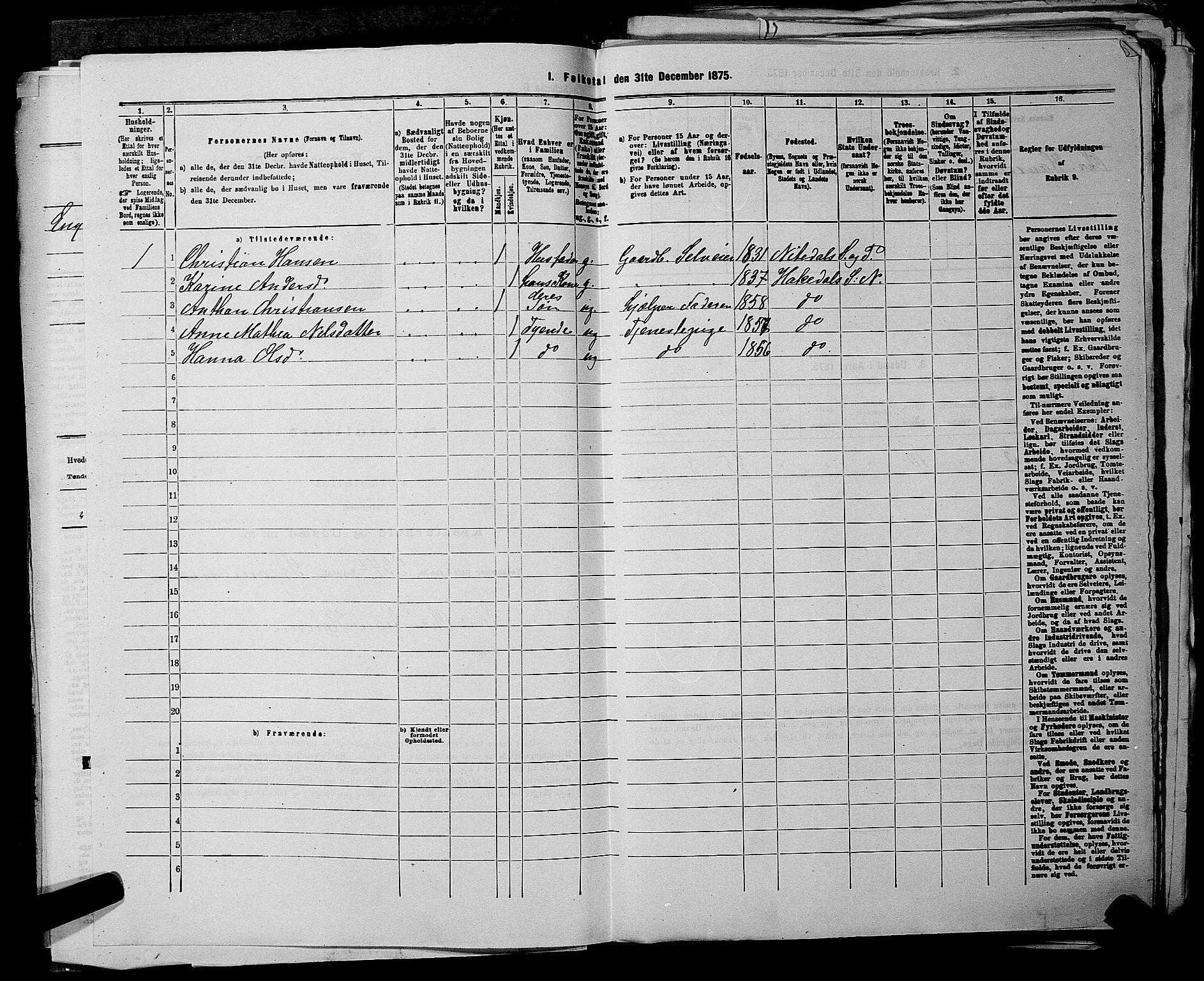 RA, 1875 census for 0233P Nittedal, 1875, p. 598