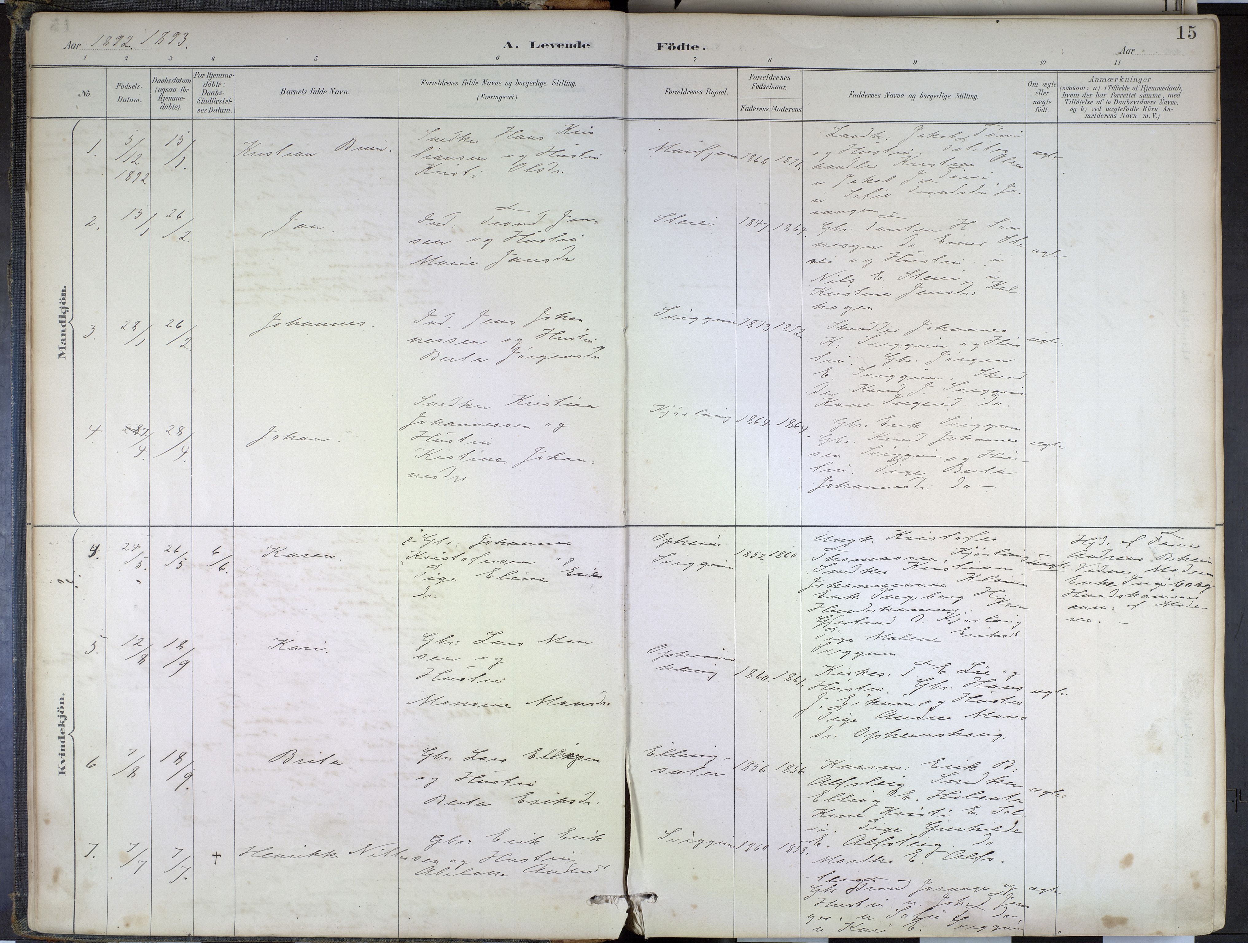Hafslo sokneprestembete, SAB/A-80301/H/Haa/Haad/L0001: Parish register (official) no. D 1, 1886-1934, p. 15