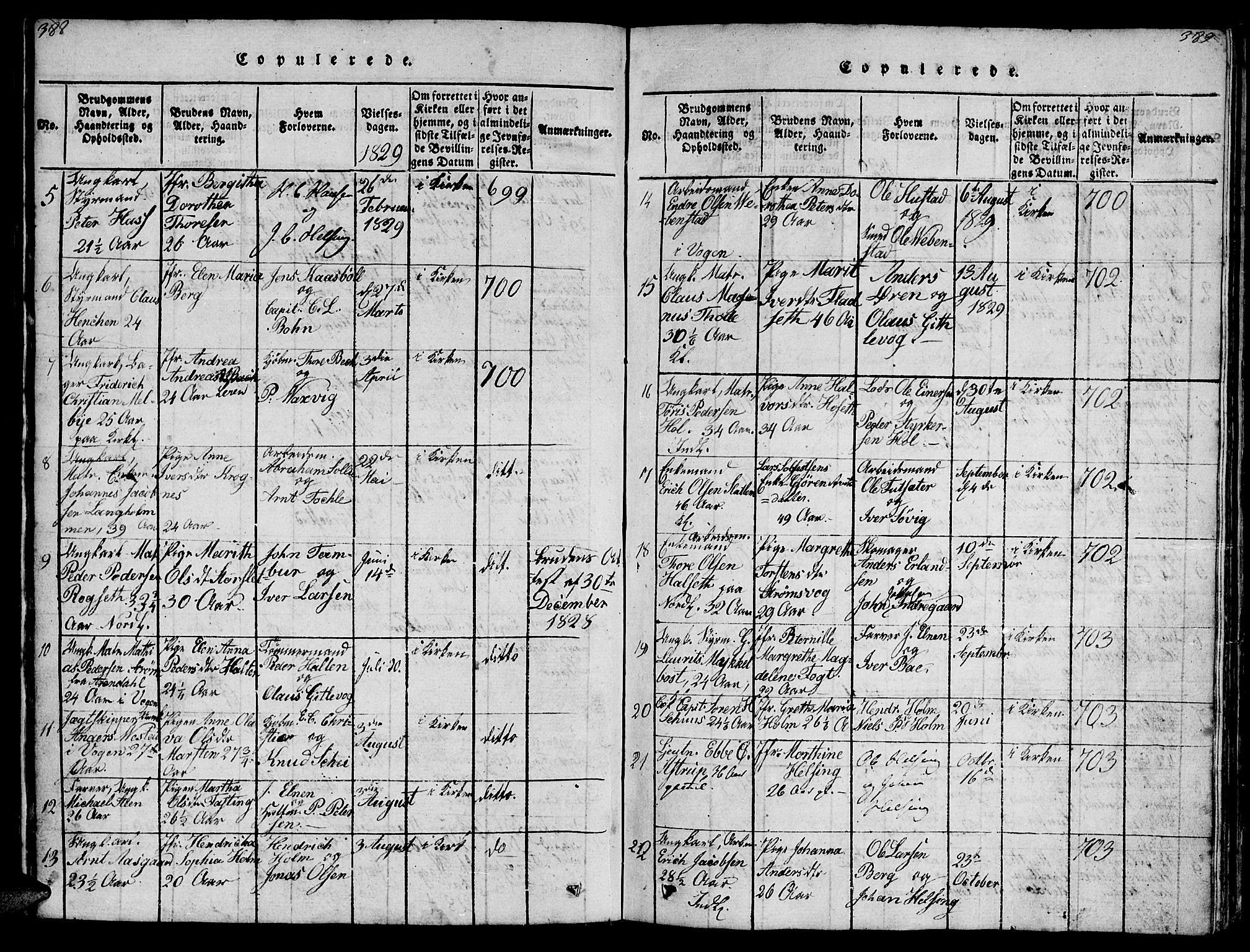 Ministerialprotokoller, klokkerbøker og fødselsregistre - Møre og Romsdal, SAT/A-1454/572/L0856: Parish register (copy) no. 572C01, 1819-1832, p. 388-389
