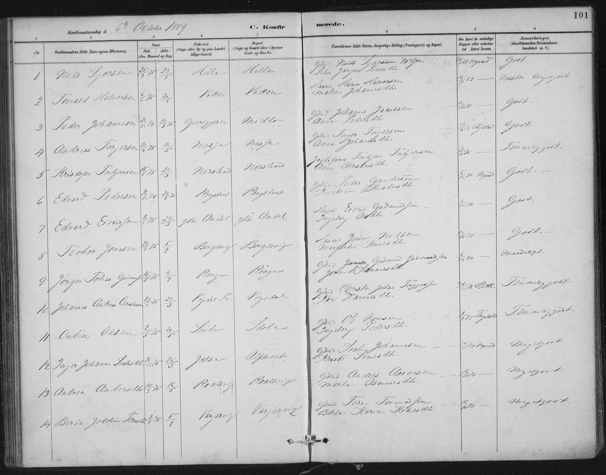 Nedstrand sokneprestkontor, SAST/A-101841/01/IV: Parish register (official) no. A 12, 1887-1915, p. 101
