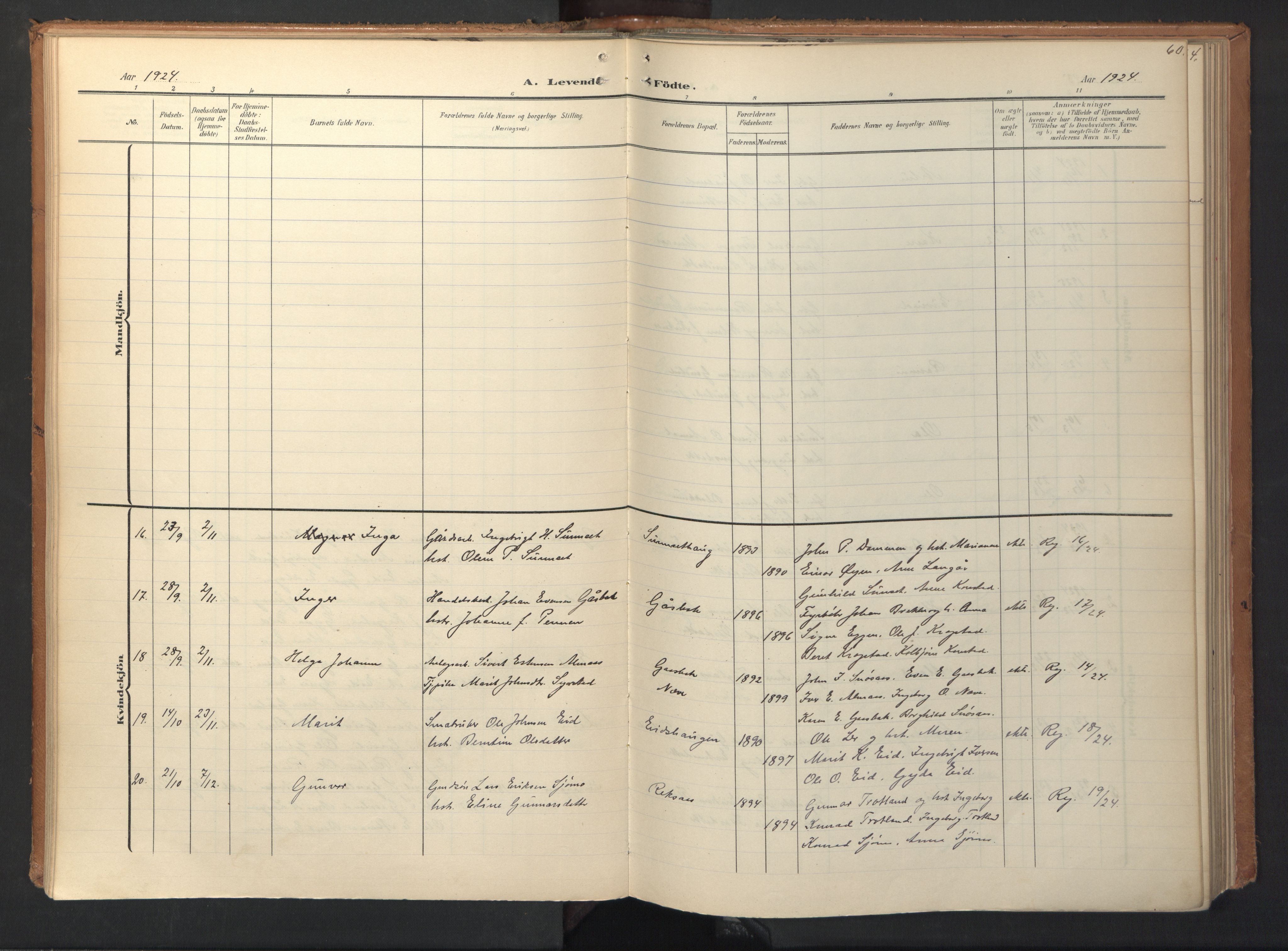 Ministerialprotokoller, klokkerbøker og fødselsregistre - Sør-Trøndelag, SAT/A-1456/694/L1128: Parish register (official) no. 694A02, 1906-1931, p. 60