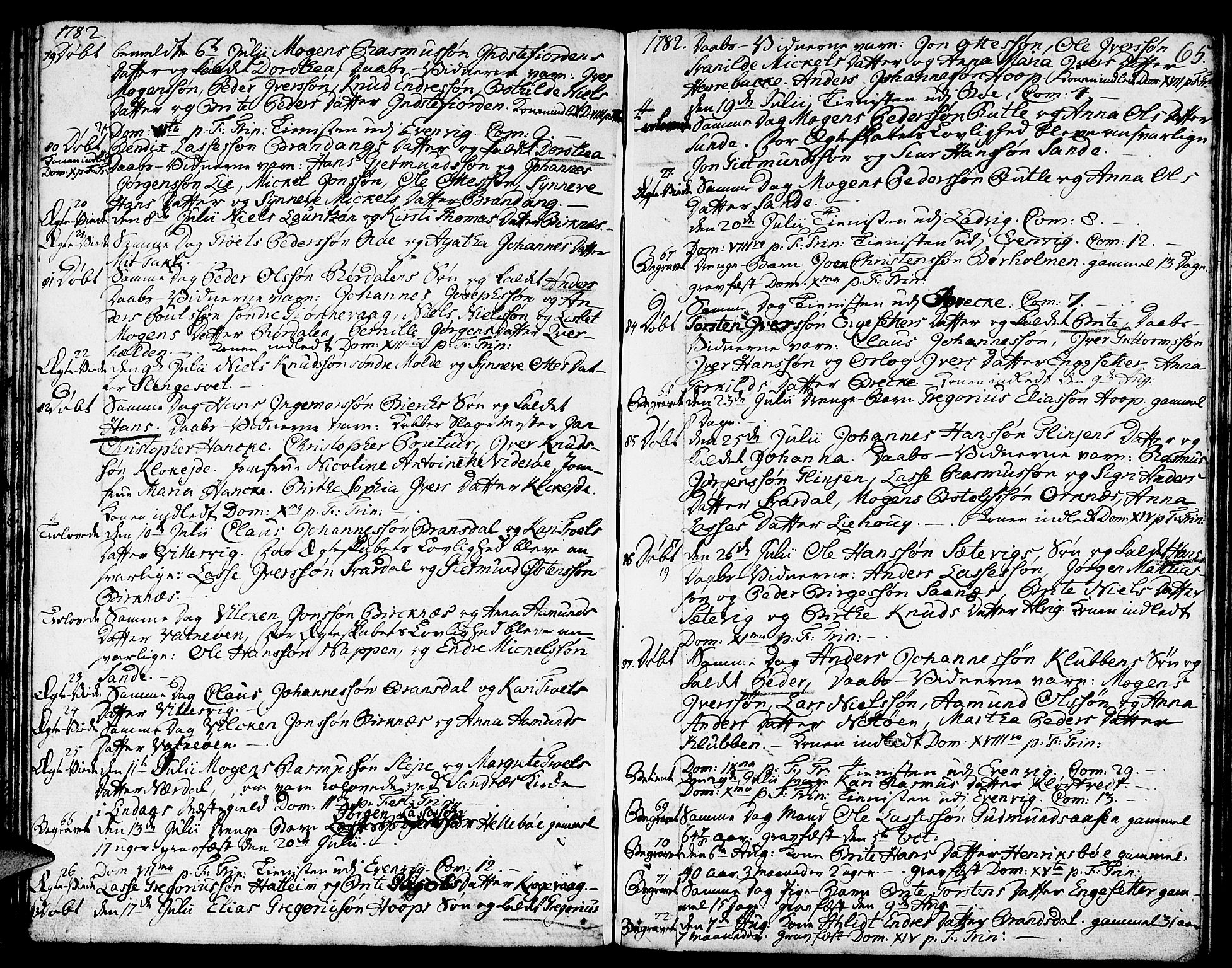 Gulen sokneprestembete, SAB/A-80201/H/Haa/Haaa/L0013: Parish register (official) no. A 13, 1776-1787, p. 65